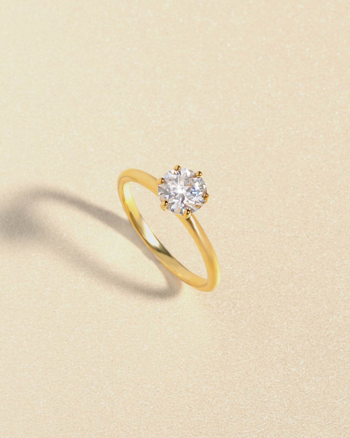1 ct Round Solitaire Moissanite Engagement Ring in 18k Gold Vermeil