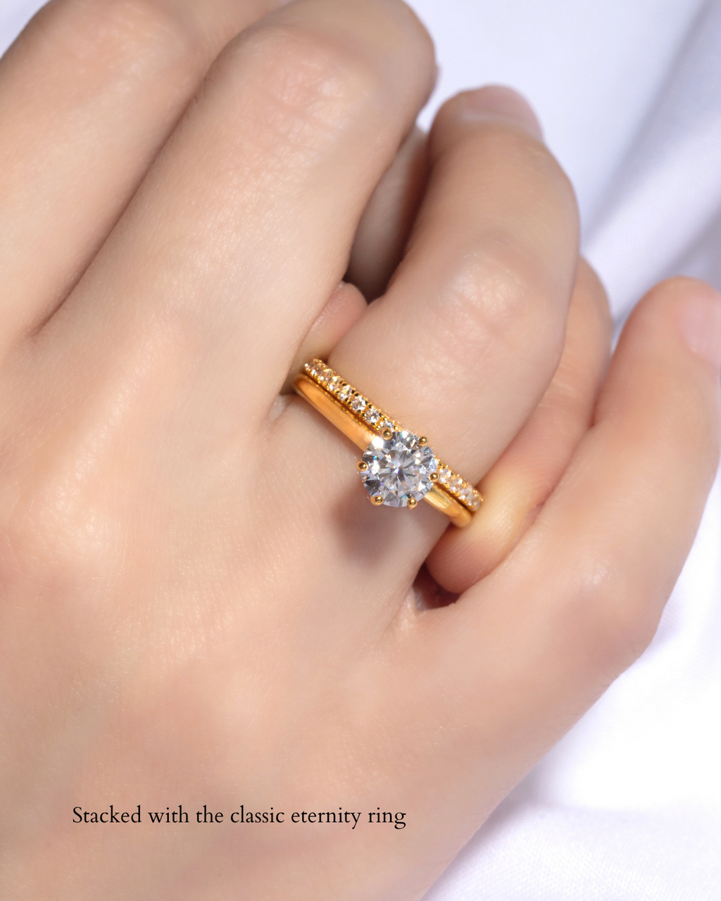 1 ct Round Solitaire Moissanite Engagement Ring in 18k Gold Vermeil