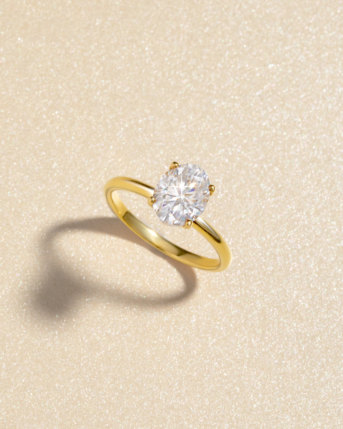 2 ct Oval Solitaire Moissanite Engagement Ring in 18k Gold Vermeil