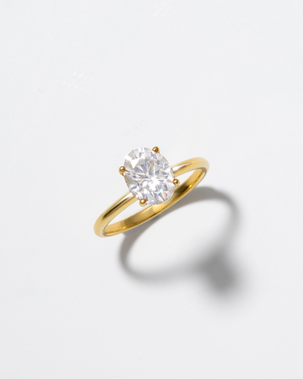 2 ct Oval Solitaire Moissanite Engagement Ring in 18k Gold Vermeil