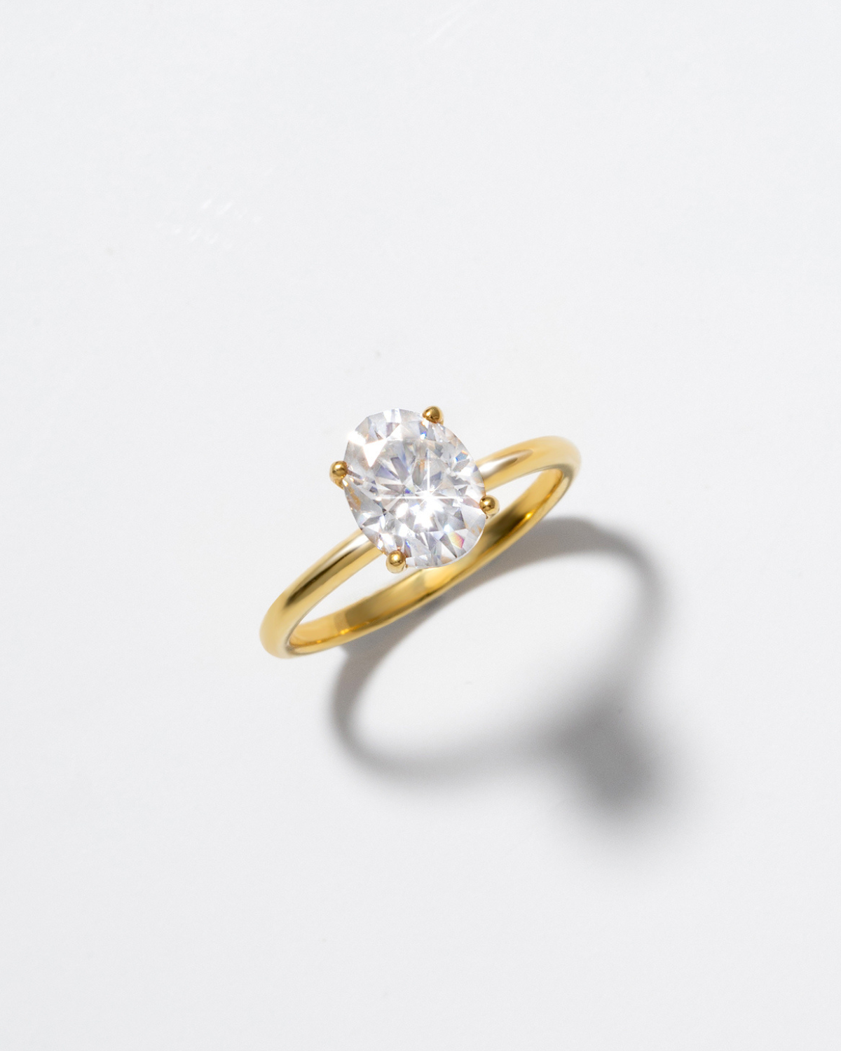 2 ct Oval Solitaire Moissanite Engagement Ring in 18k Gold Vermeil