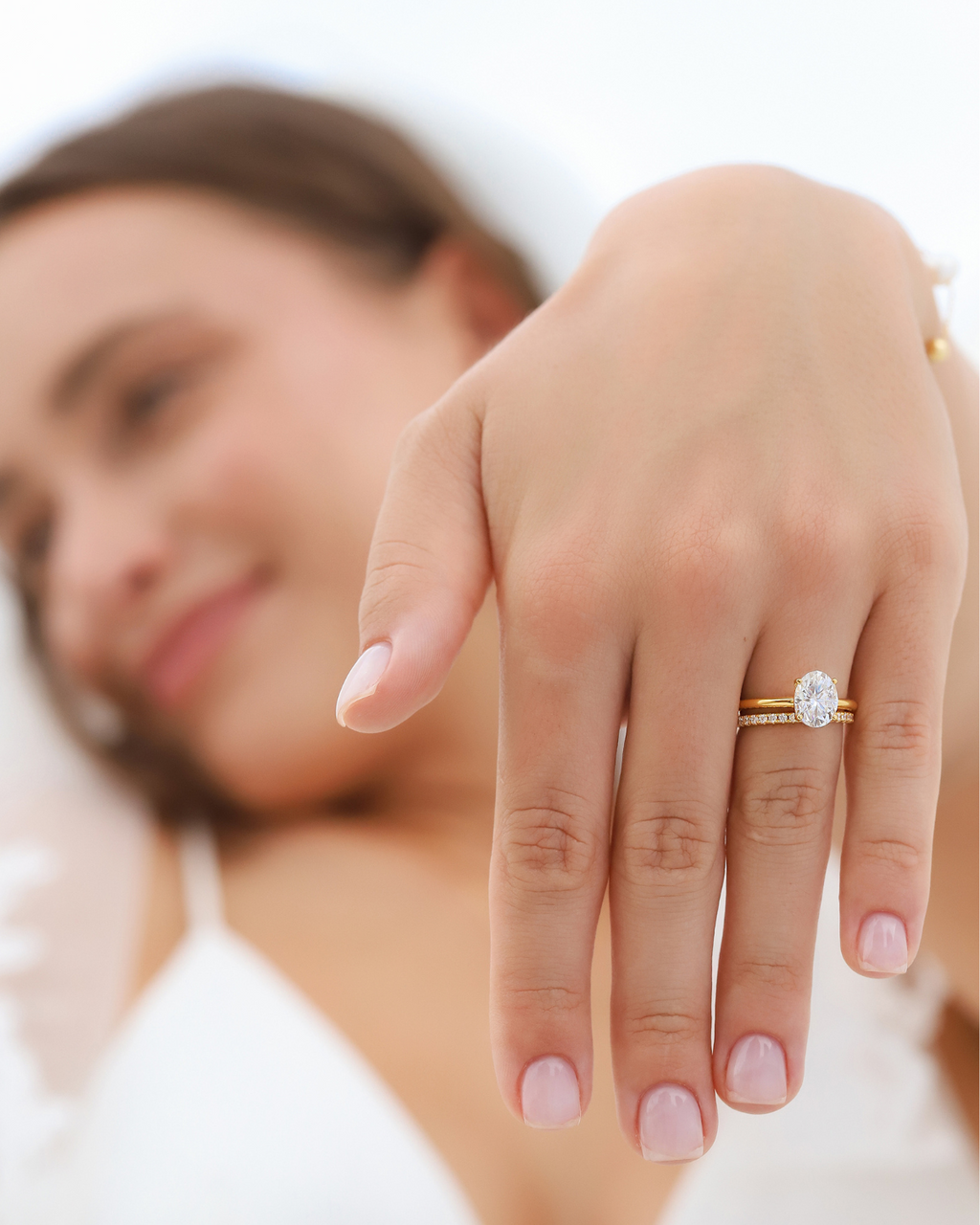 2 ct Oval Solitaire Moissanite Engagement Ring in 18k Gold Vermeil