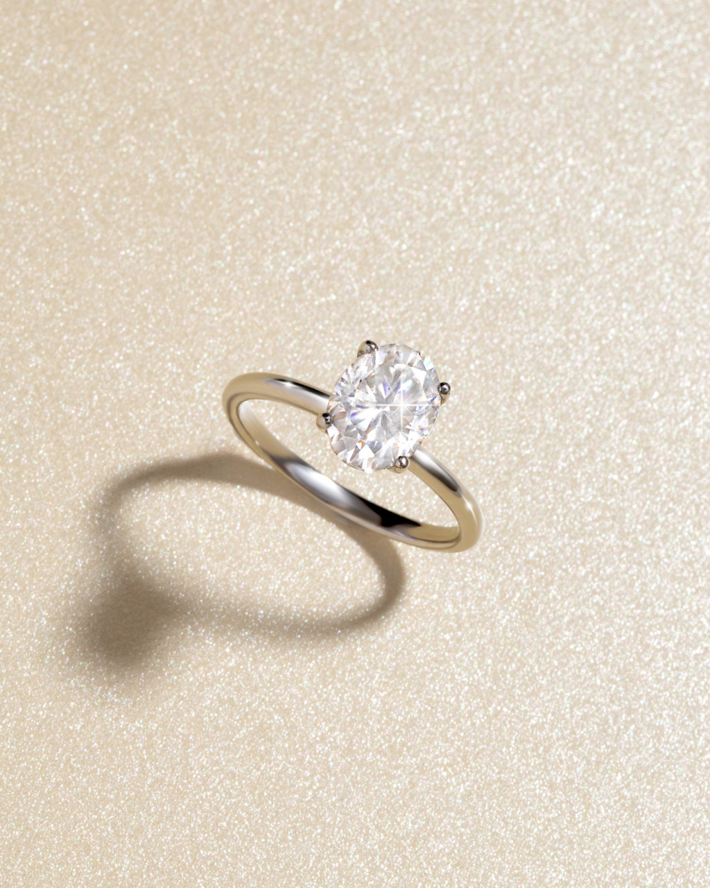 2 ct Oval Solitaire Moissanite Engagement Ring in Sterling Silver