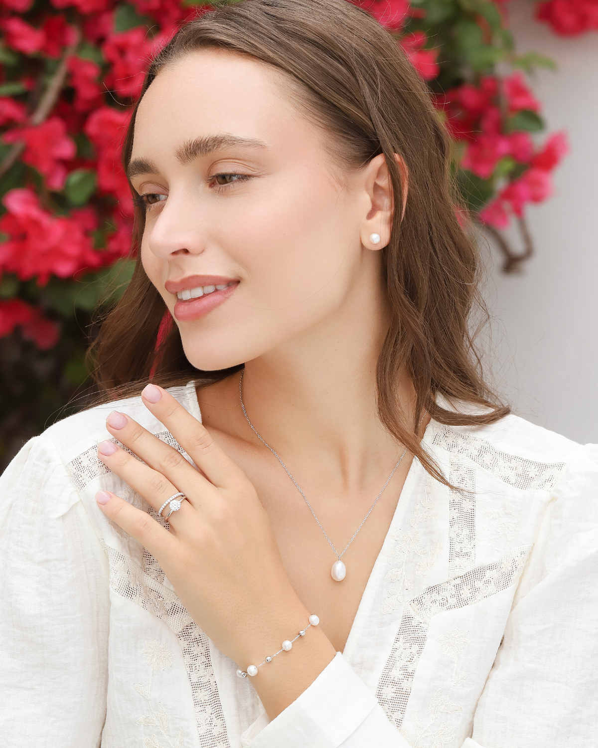 Pearl Stud Earrings in Sterling Silver