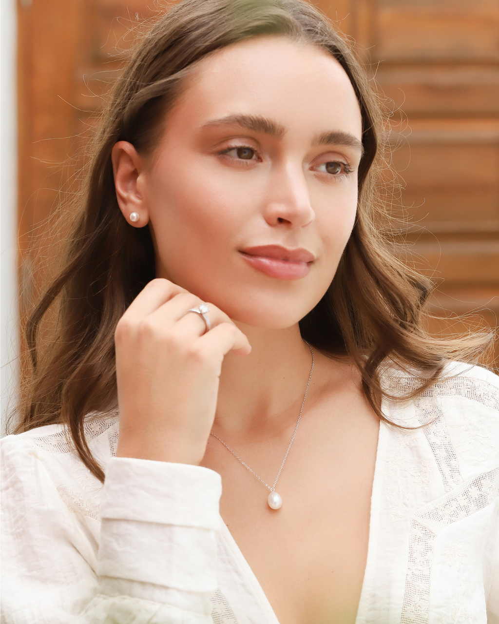 Pearl Stud Earrings in Sterling Silver