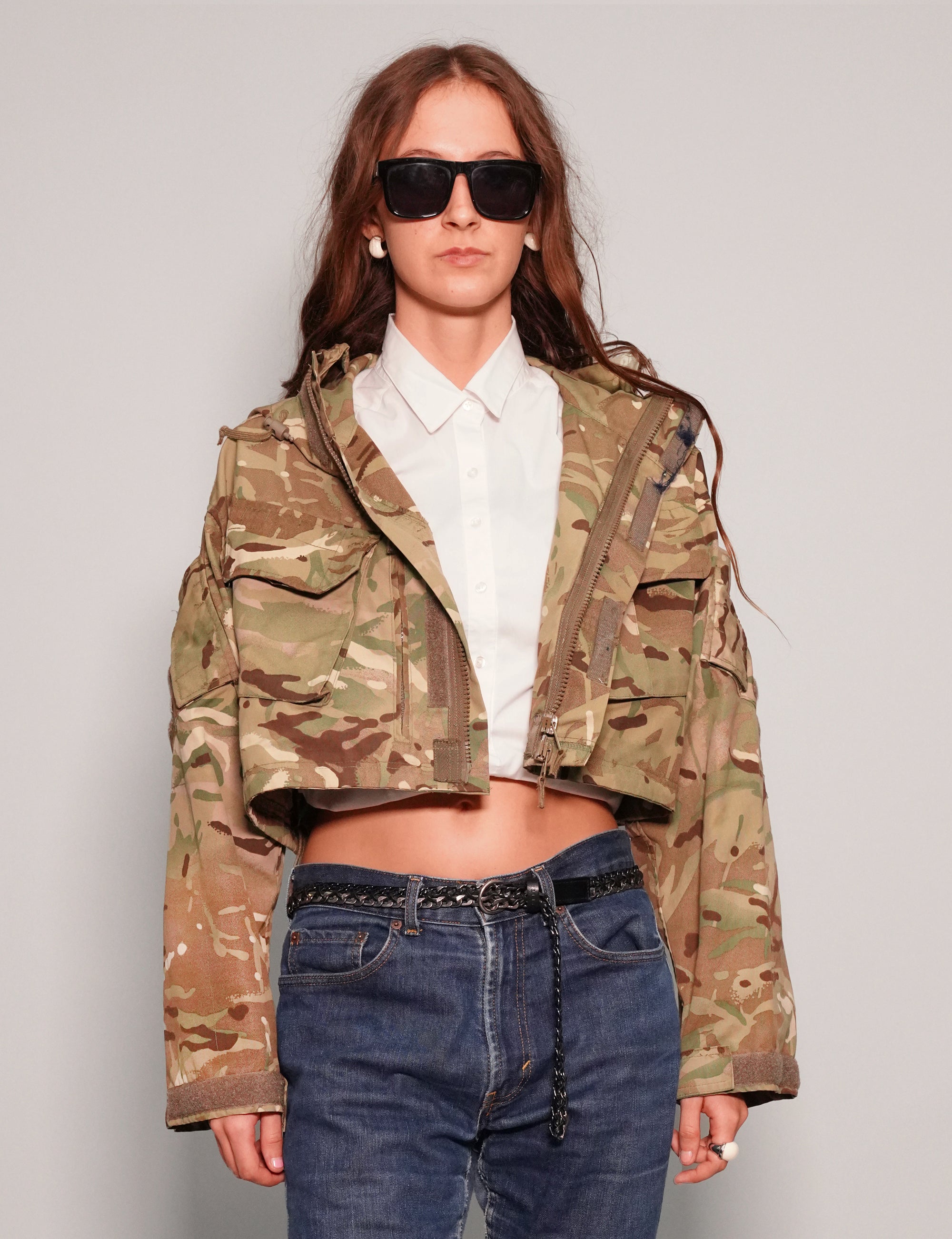 Cropped Smock Jacket in Desert Camo