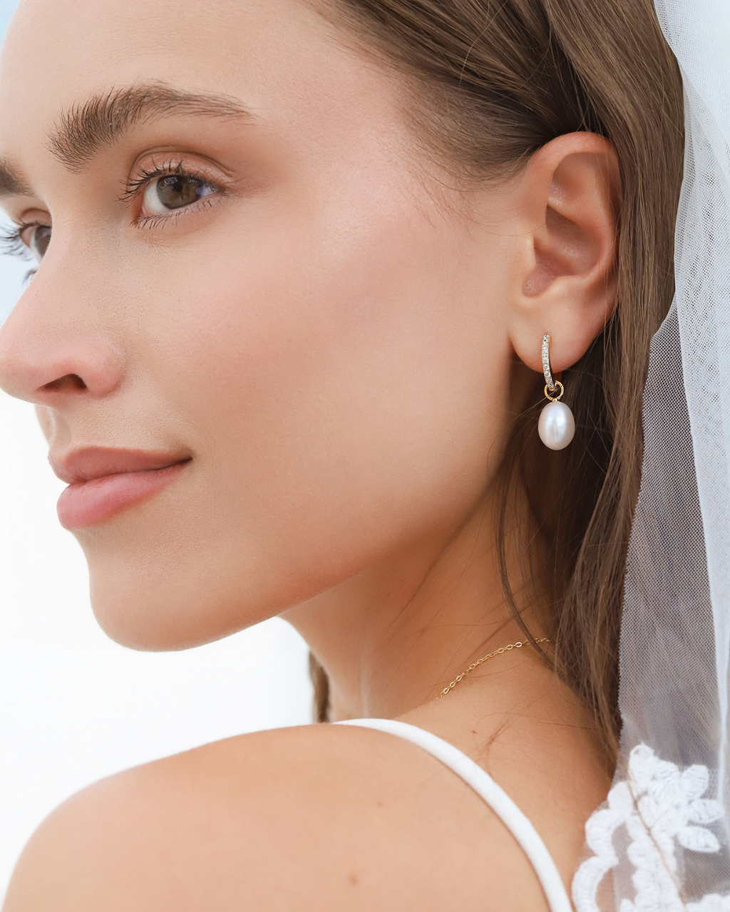 Pearl Hoop Drop Earrings with Removable Pearls  in 18k Gold Vermeil