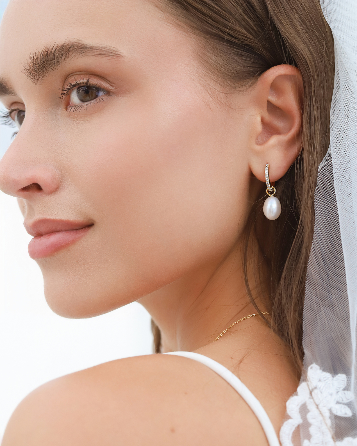 Pearl Hoop Drop Earrings with Removable Pearls  in 18k Gold Vermeil