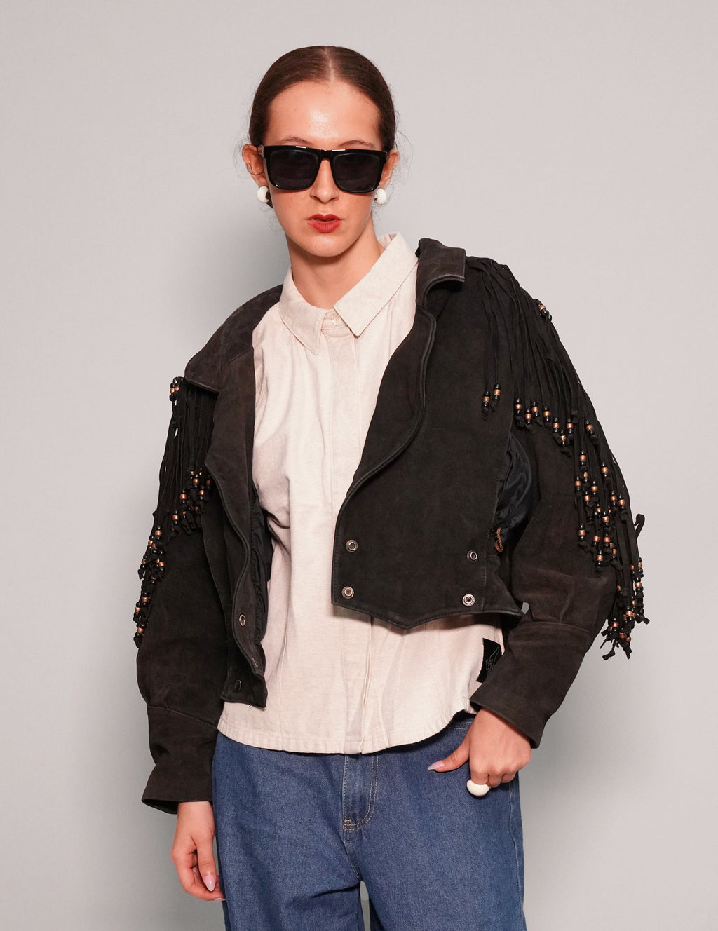 Black Beaded Cowgirl Jacket