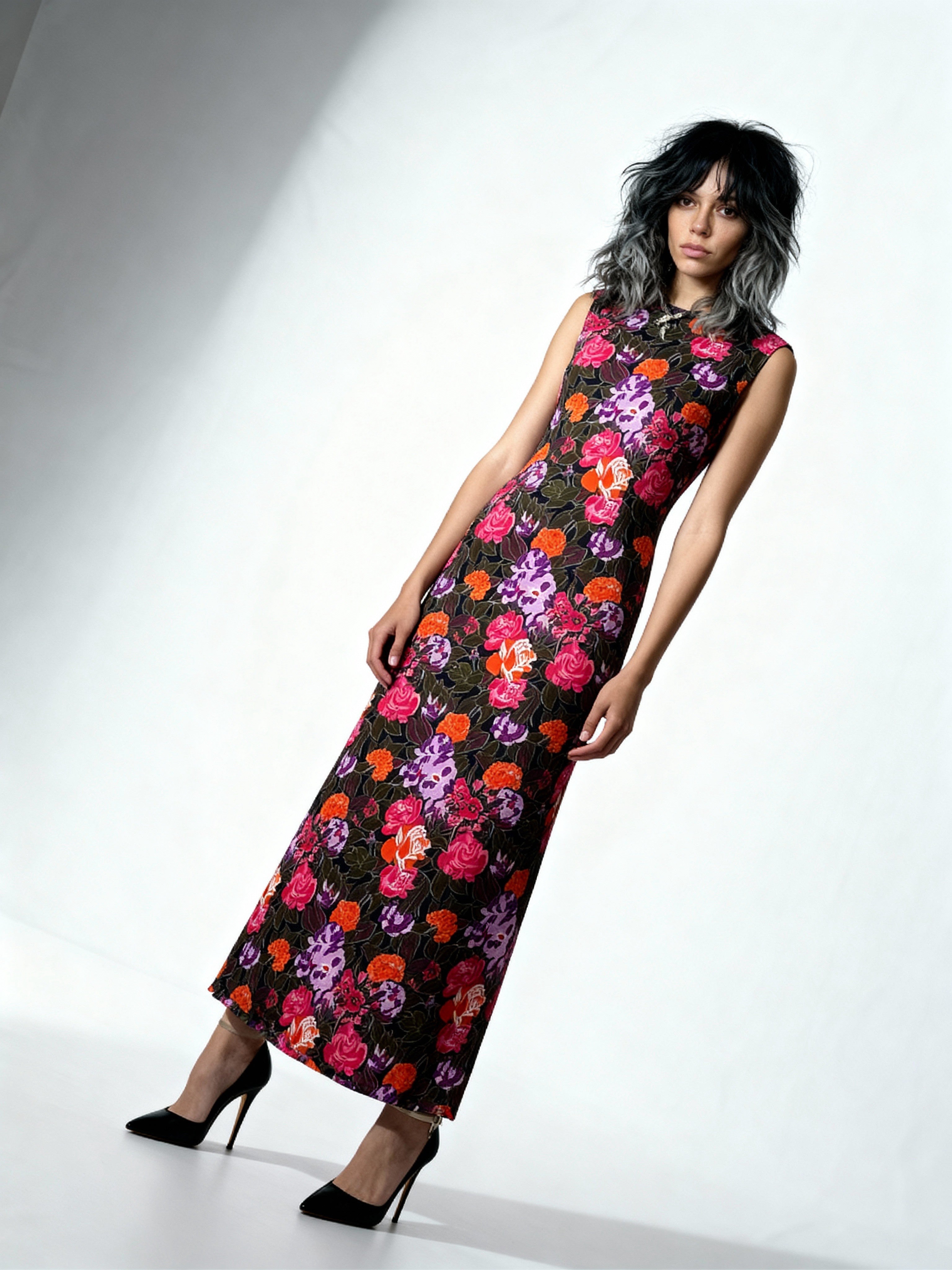 Original 1970's Vintage Floral Sleeveless Maxi Dress UK Size 10