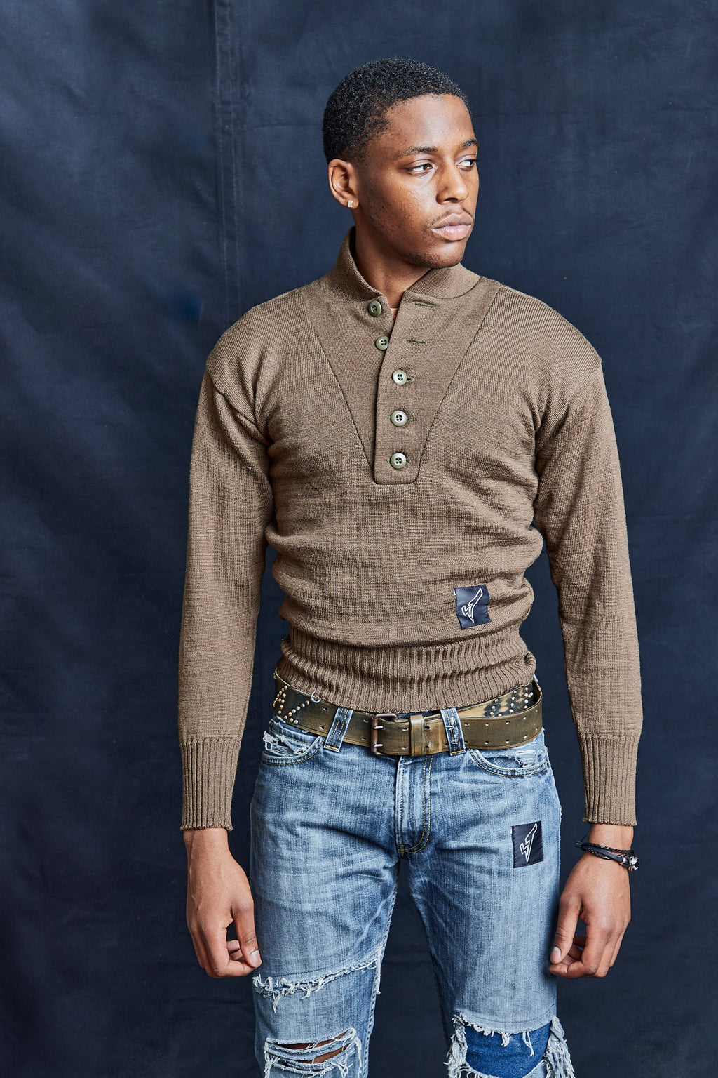 Khaki Military Sweater