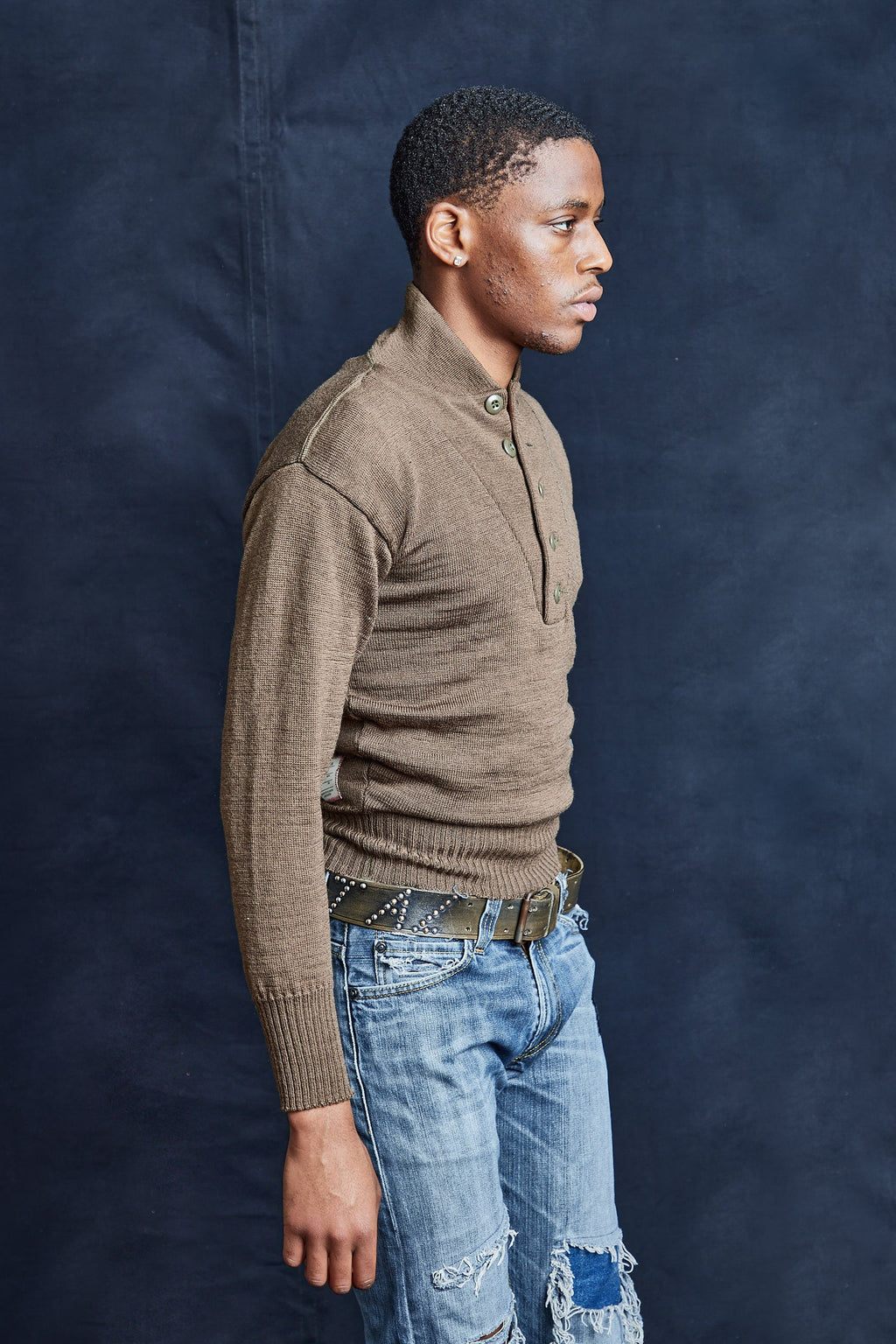 Khaki Military Sweater