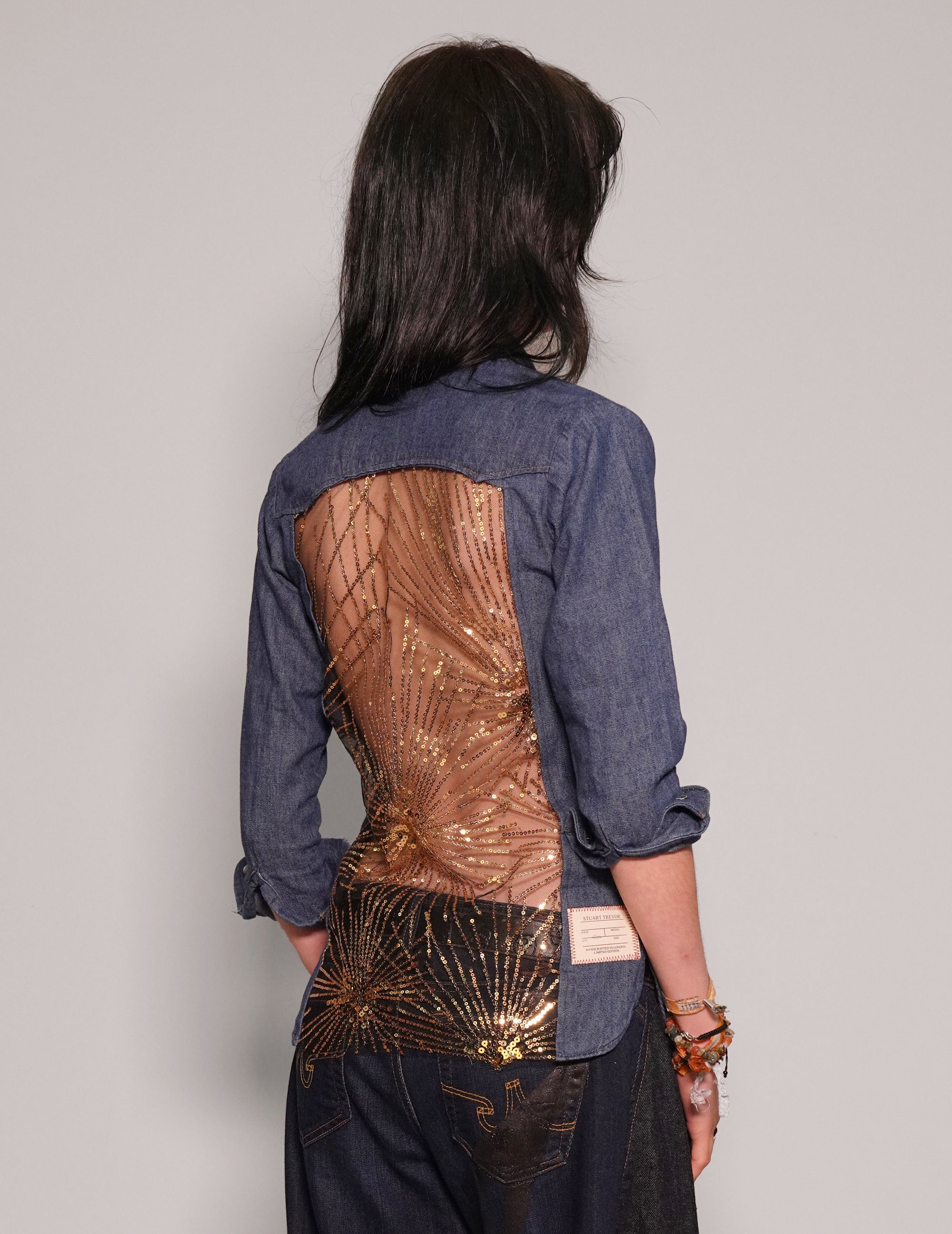 Party Back Shirt - Slim Fit - Gold Star Sequin