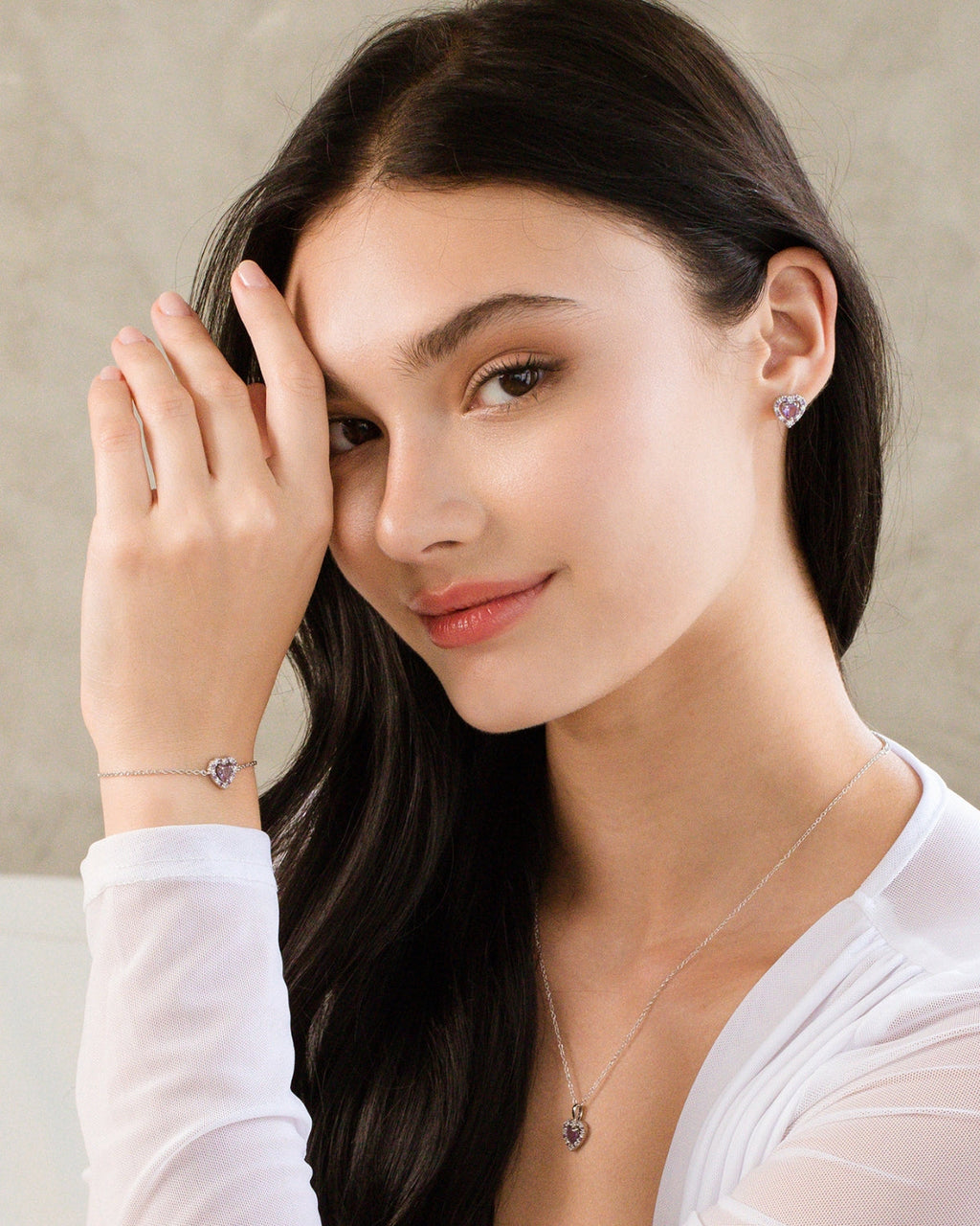 Purple Heart Lavender Amethyst Stud Earrings in Sterling Silver