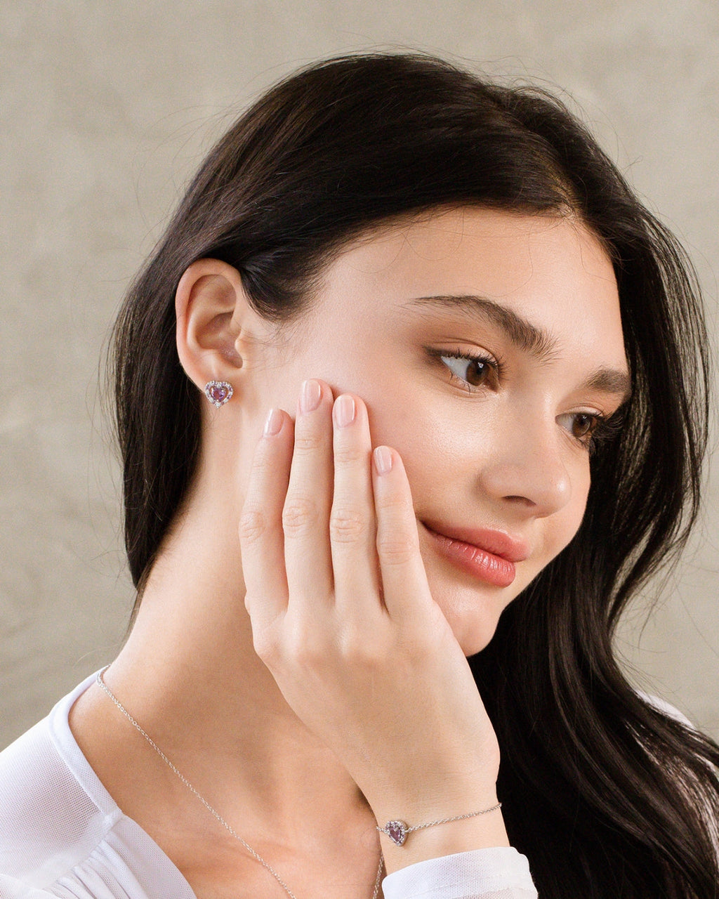 Purple Heart Lavender Amethyst Stud Earrings in Sterling Silver
