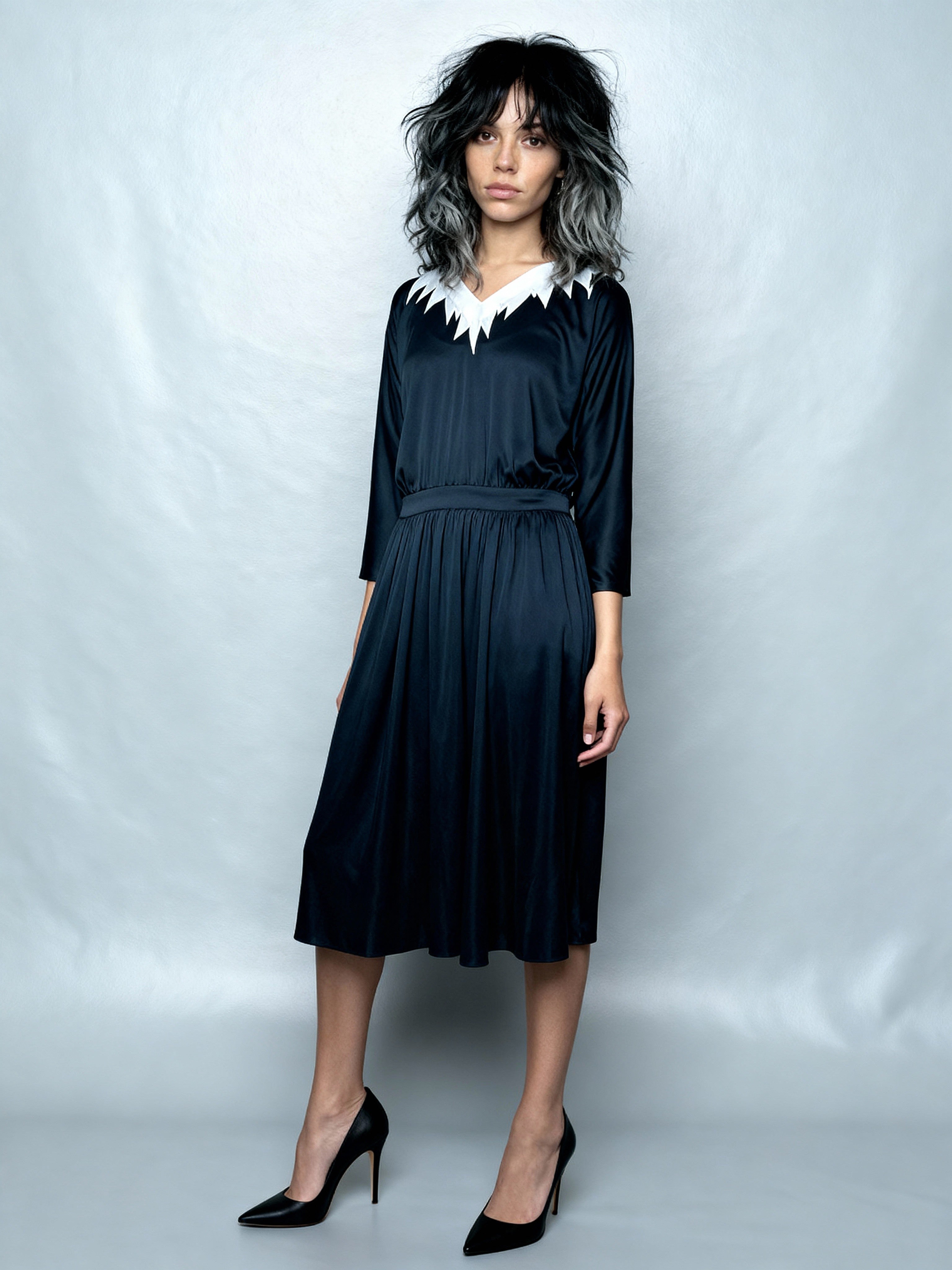 Original 1970's Radley Black & White Dress UK 12 -14