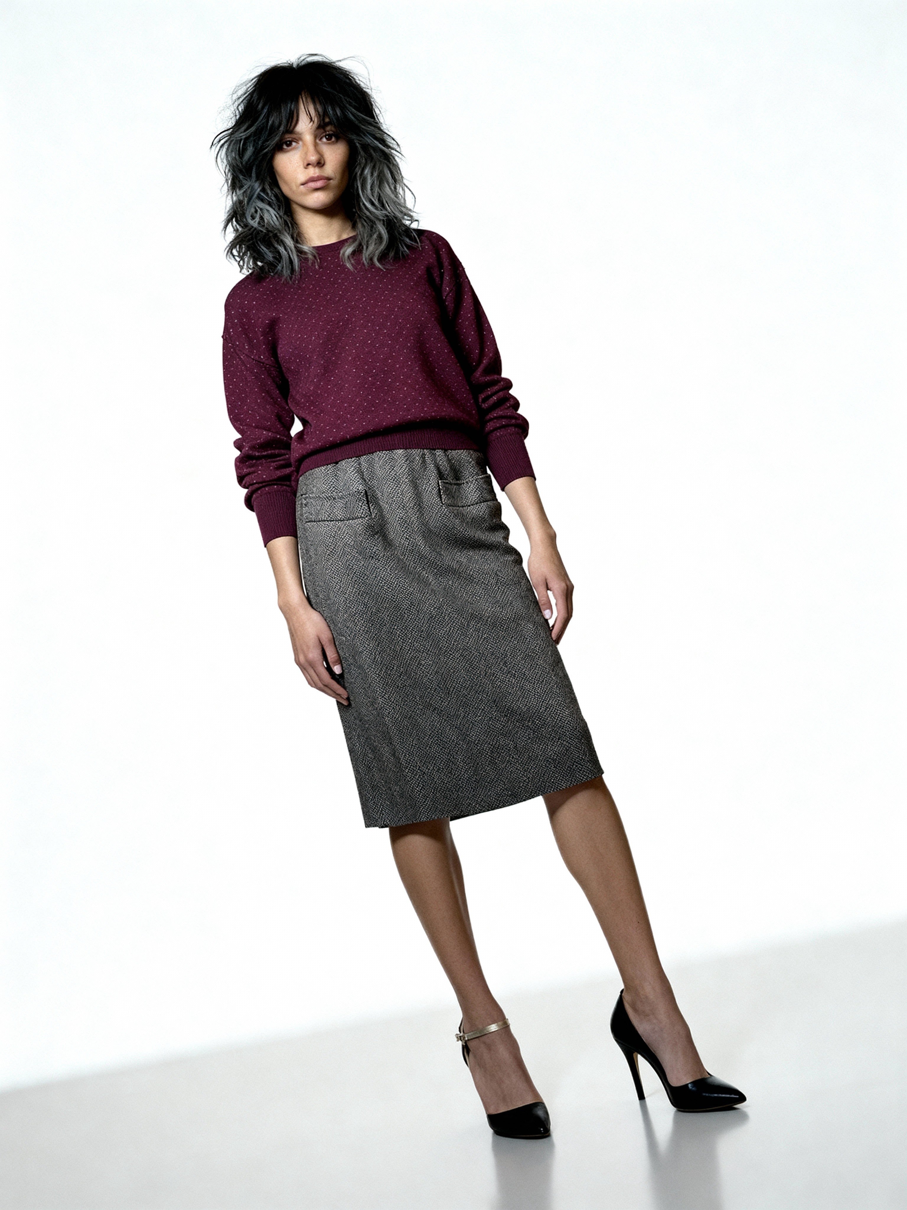 ORIGINAL VINTAGE SAINT LAURENT TWEED WOOL SKIRT UK 10 - 12