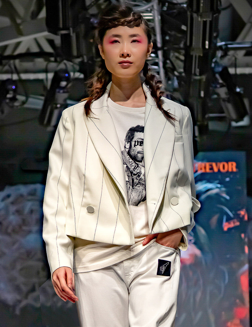 Cropped Blue Pin Striped Blazer