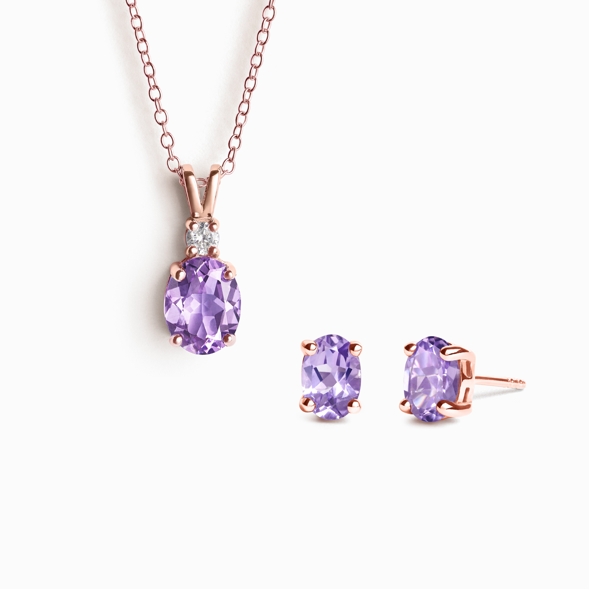 Mini Set 1 - Amethyst Jewellery Set in 18k Rose Gold Vermeil