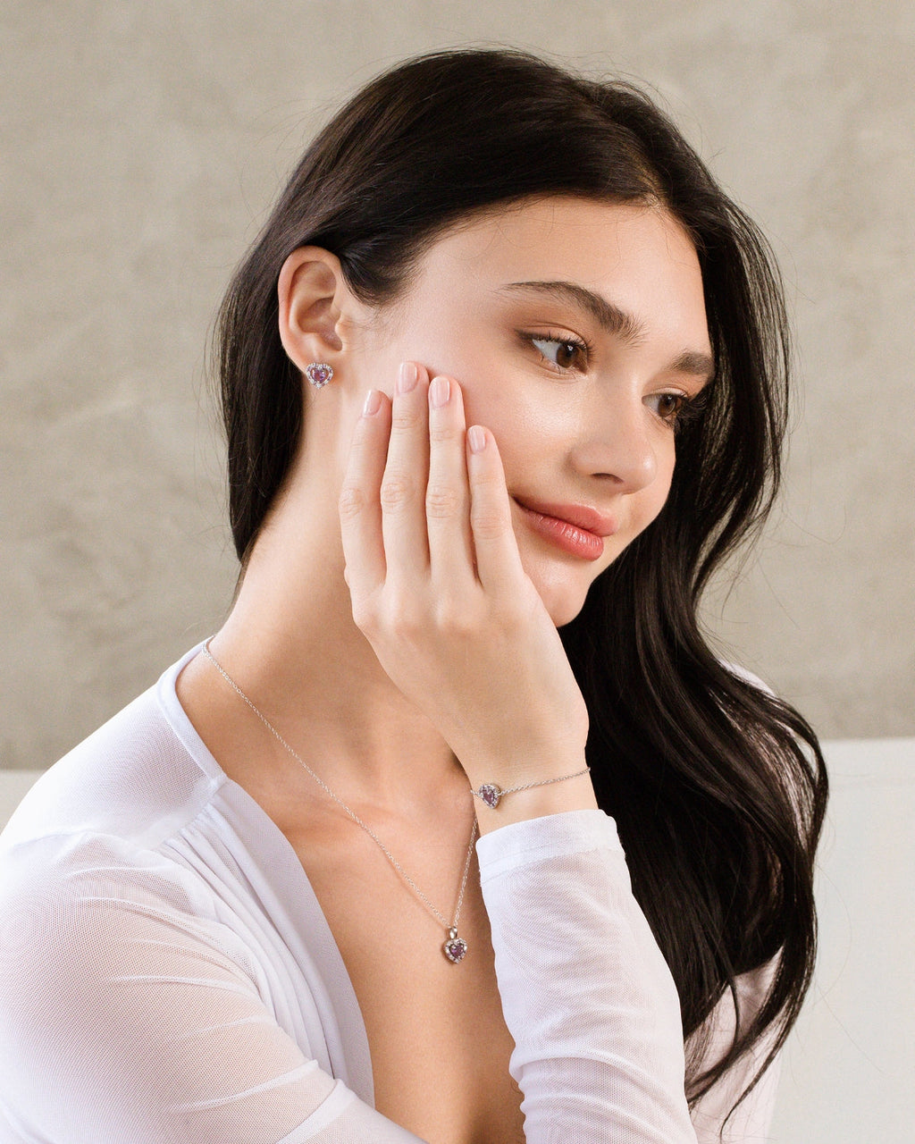 Purple Heart Lavender Amethyst Bracelet in Sterling Silver