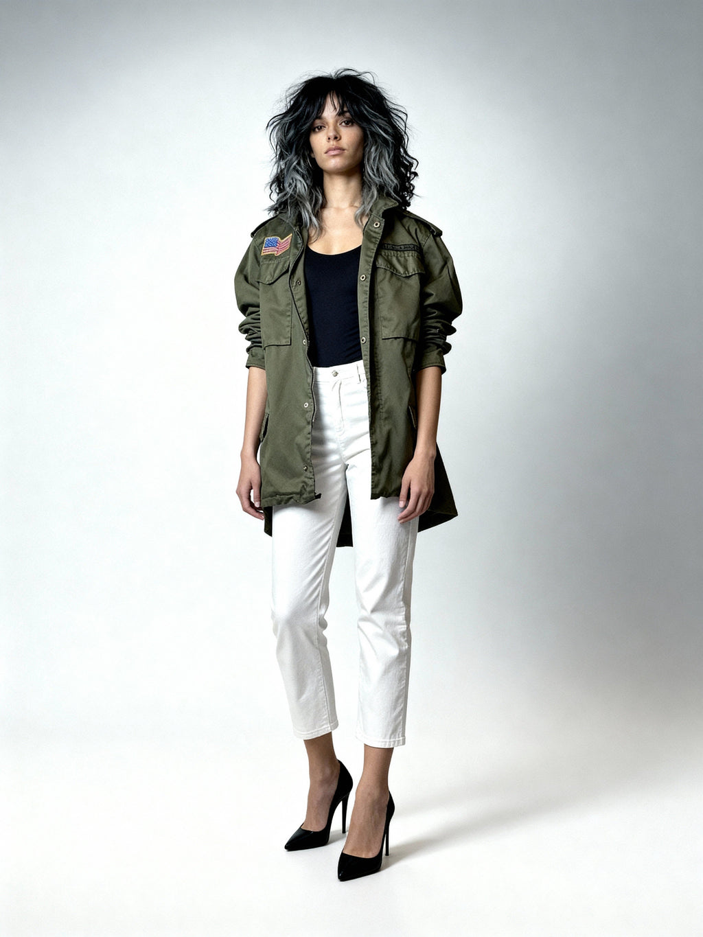 Vintage American US Army Jacket In Green UK 8 - 16