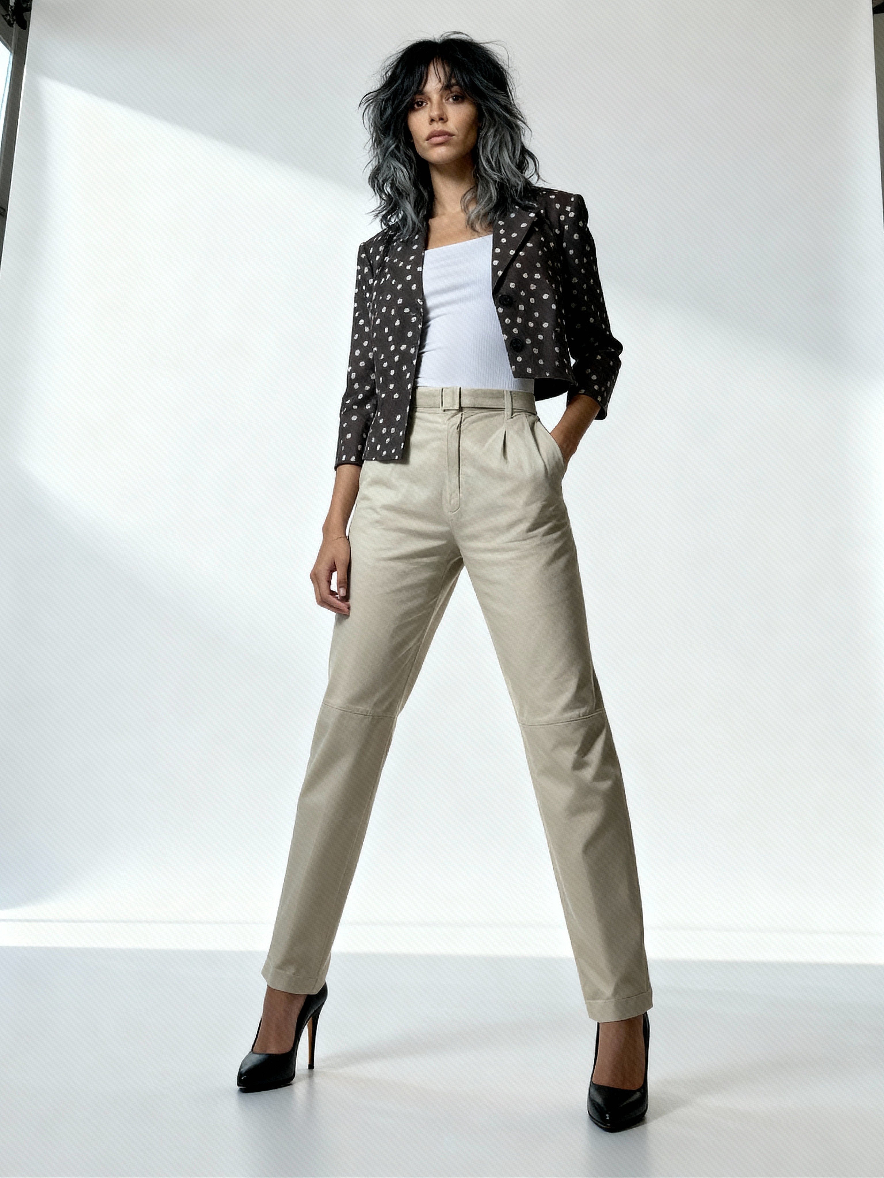 Vintage Original 1980's Italian Cream Leather Trousers UK 8 - 10