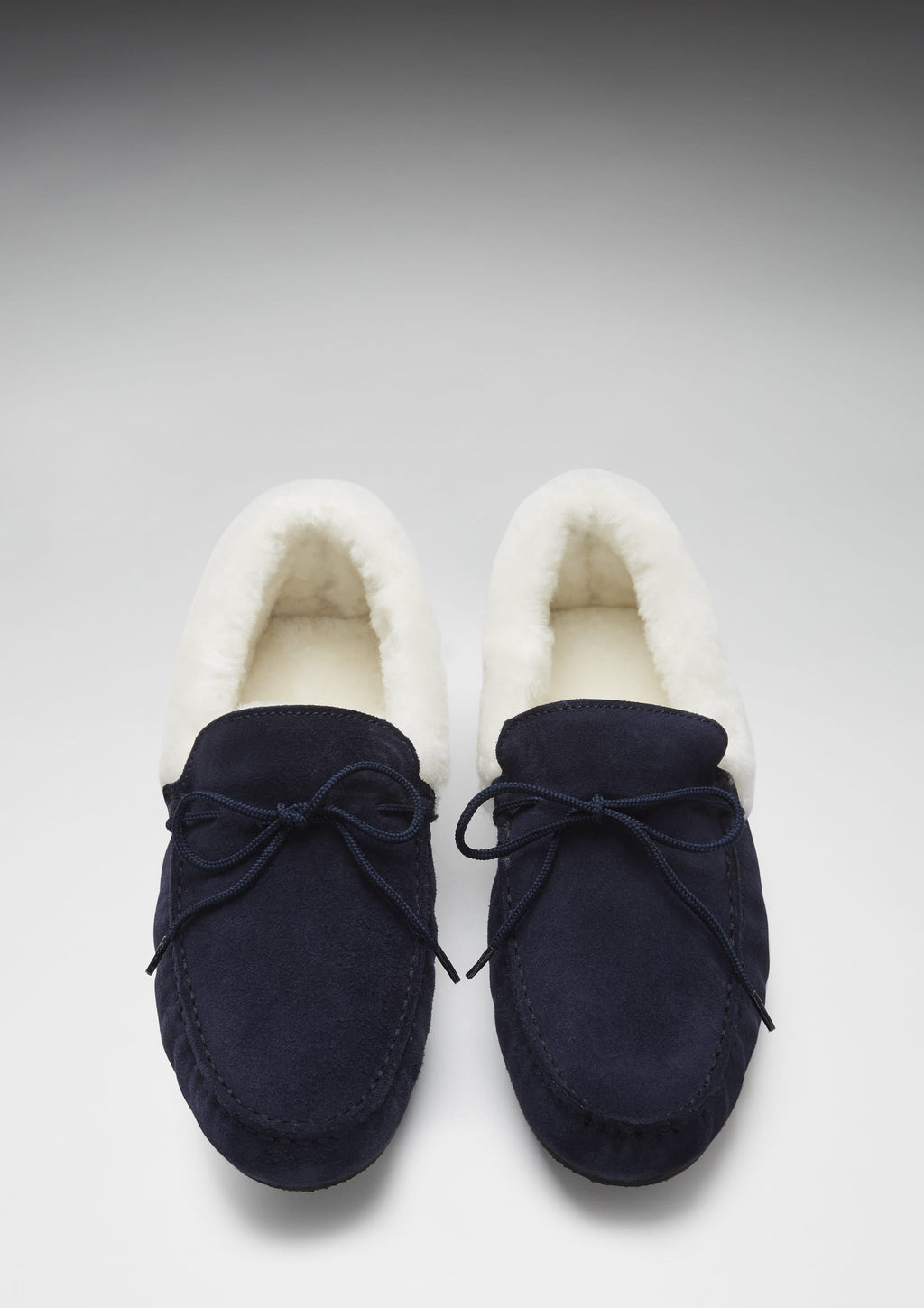 Slippers, sheepskin, navy blue suede