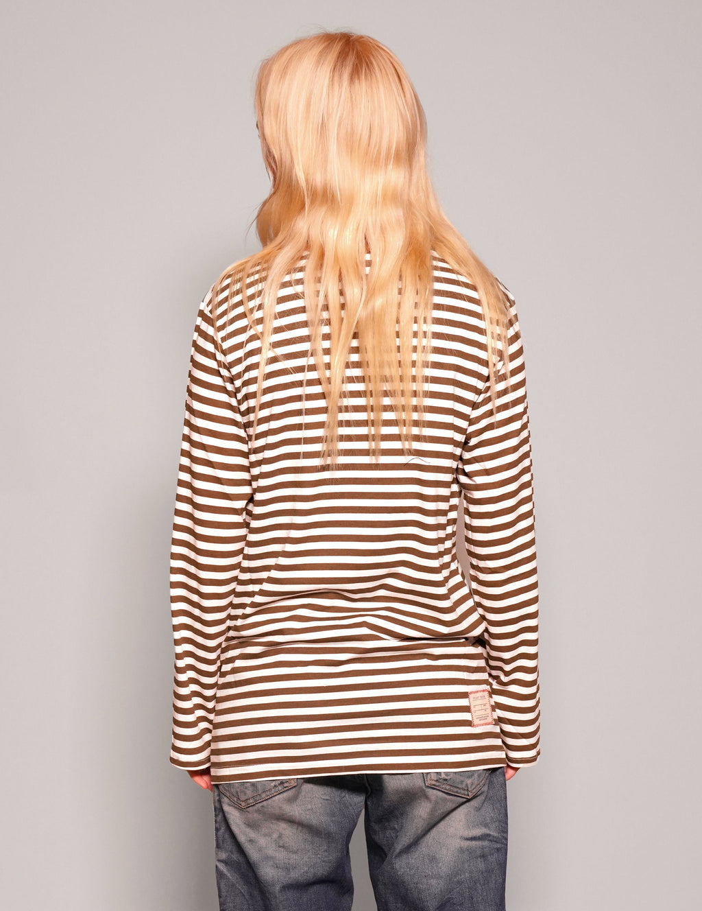 Vintage Naval Long Sleeve T-Shirt in Khaki Stripe