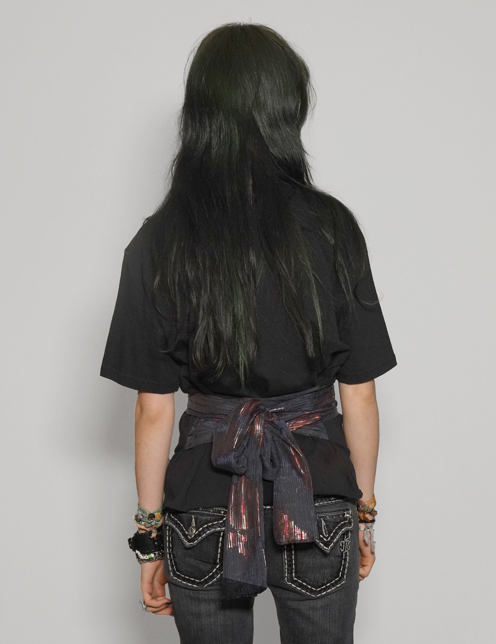 ST Lined Logo Tie-Tee in Black with Blue & Gold Tie