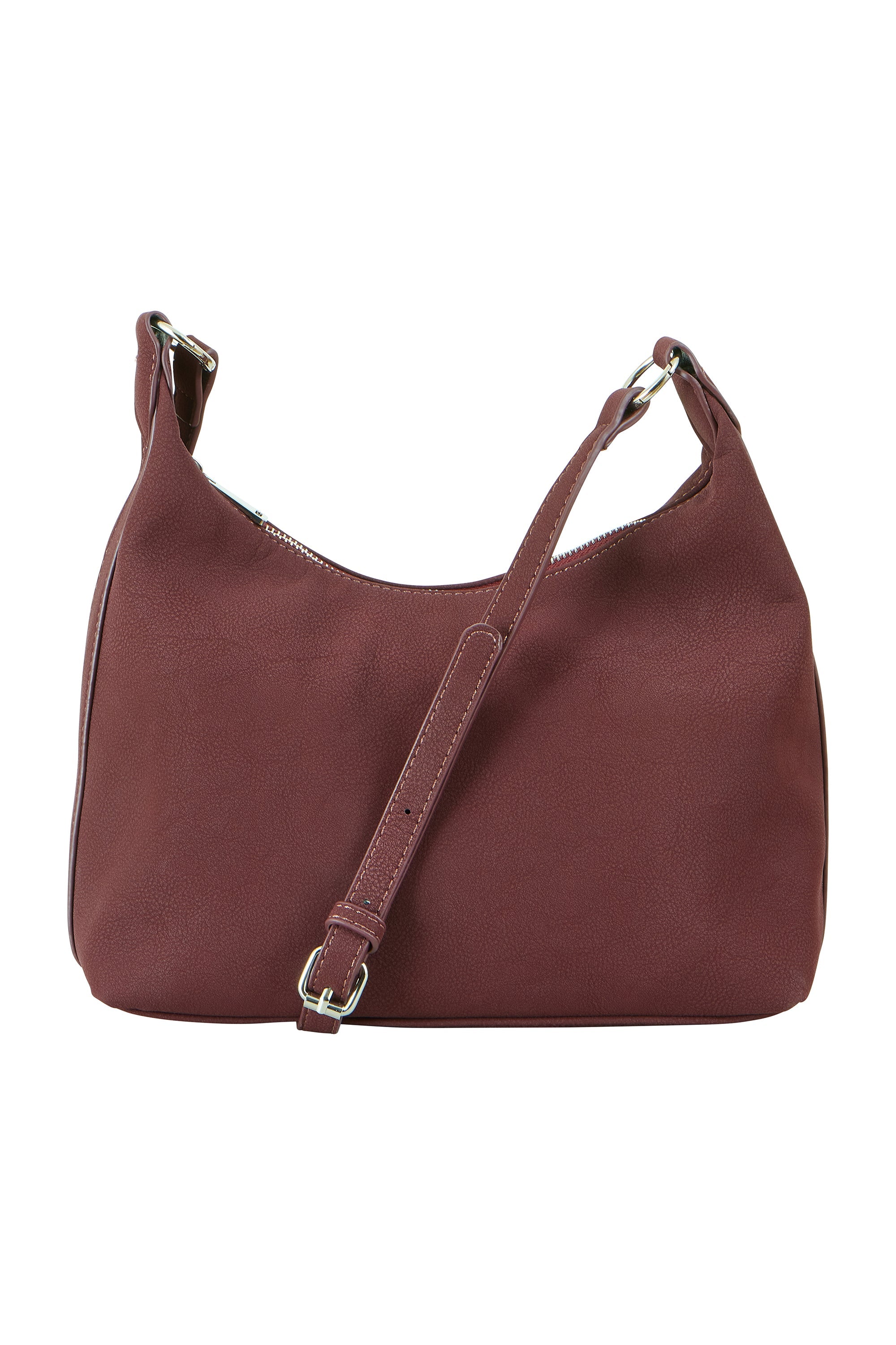 Yumi Burgundy Shoulder Bag With Buckle Strap