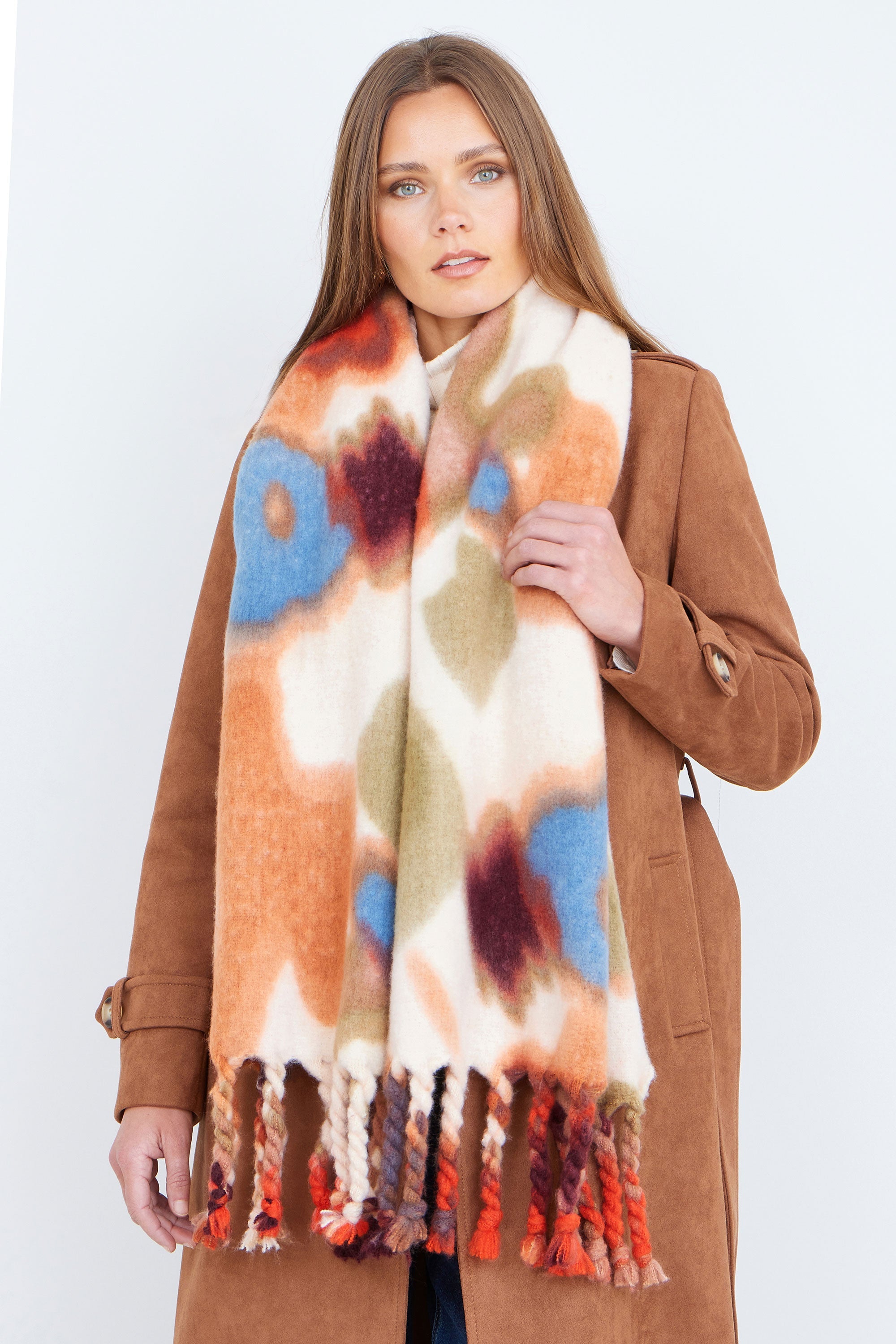 Yumi Multi Colour Swirl Fluffy Scarf