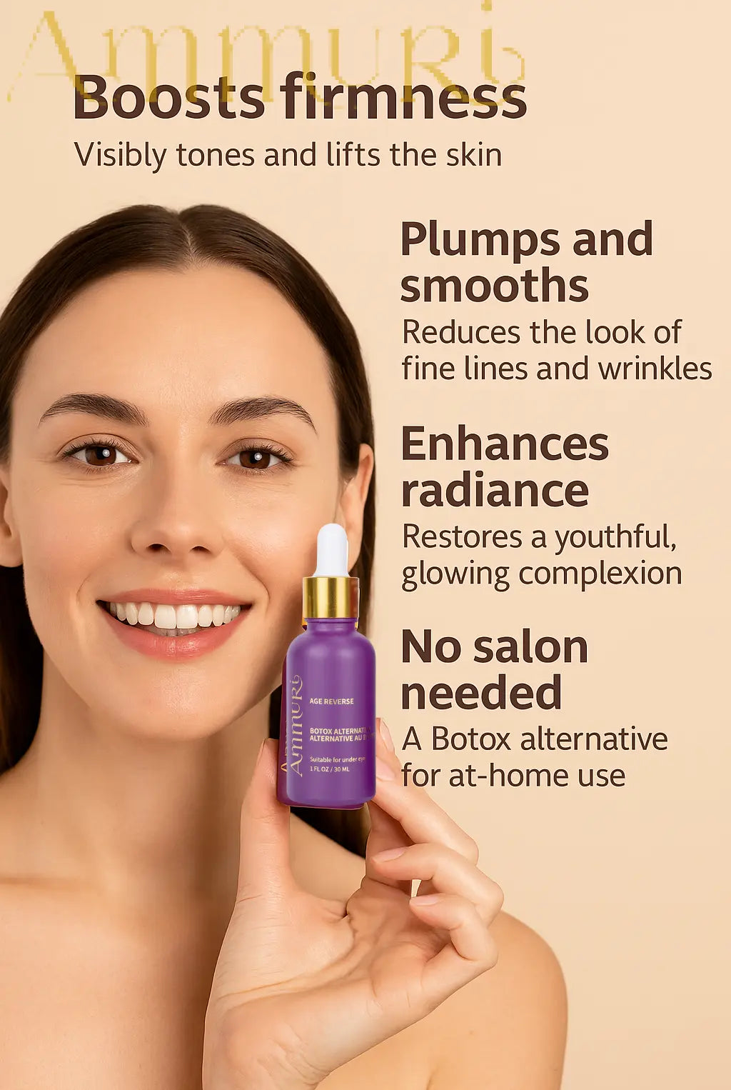 AmmuRi Age Reverse Serum – Advanced Botox Alternative Anti-Aging Formula – 30ml