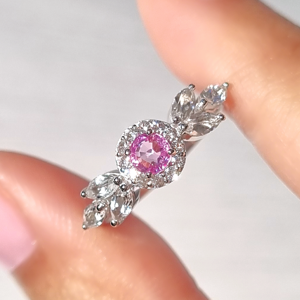 Aurelia Pink Sapphire Ring in Sterling Silver