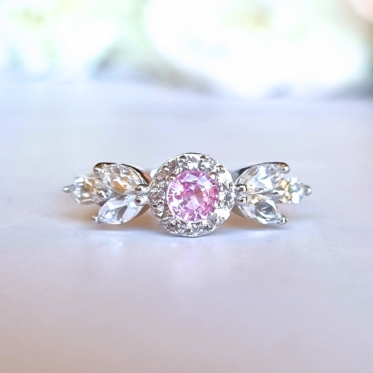Aurelia Pink Sapphire Ring in Sterling Silver