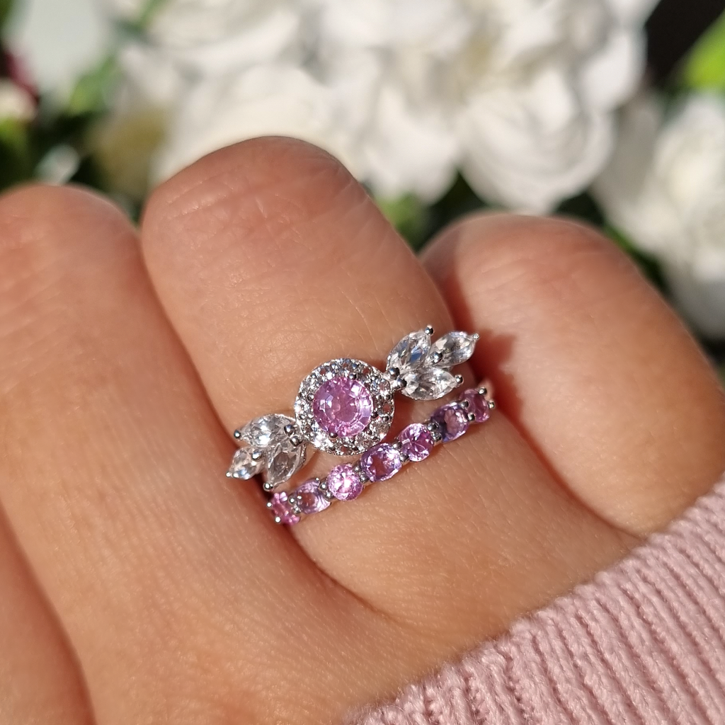 Aurelia Pink Sapphire Ring in Sterling Silver