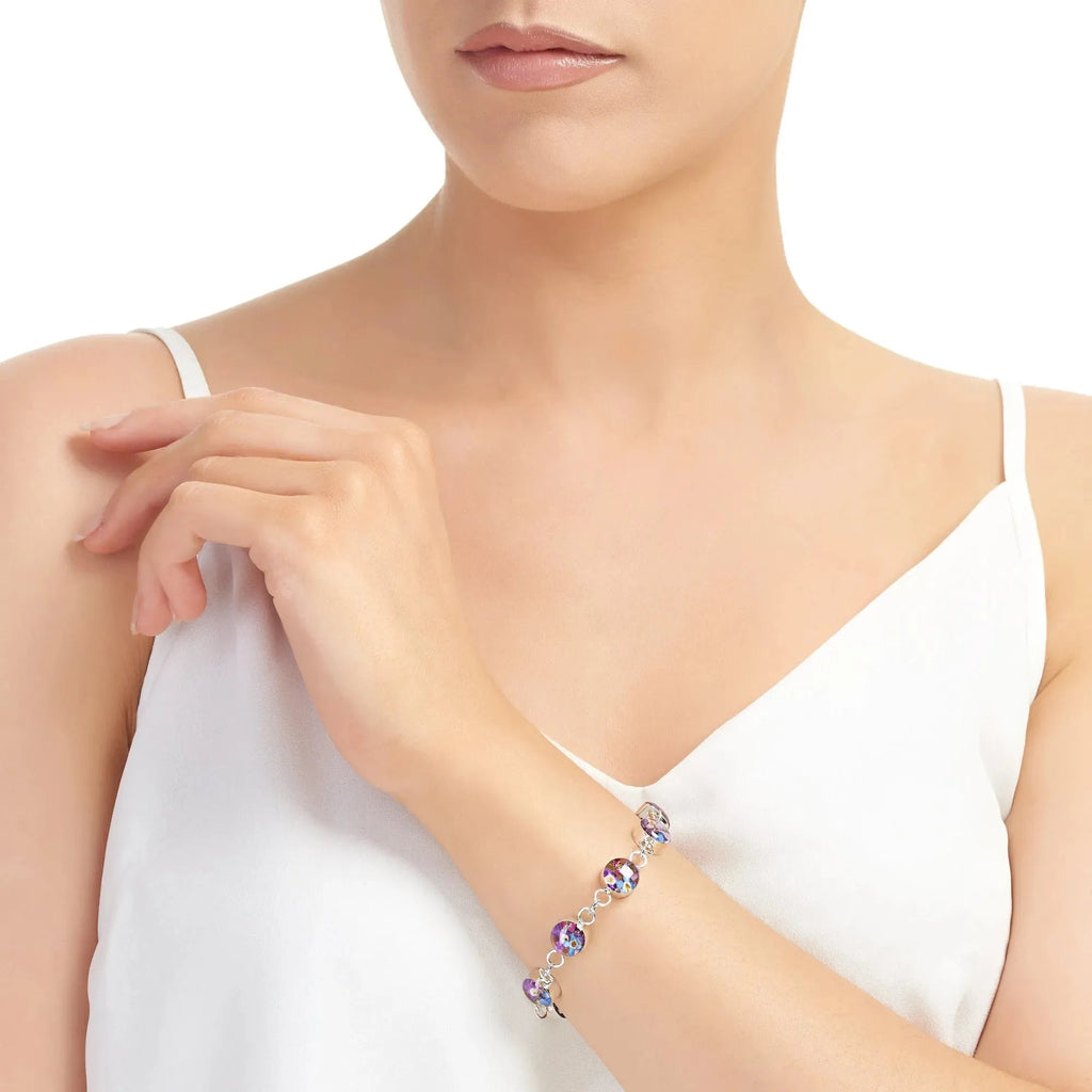Sterling Silver Bracelet with Real Flowers | Multi-Flower Charm Bracelet by Shrieking Violet®
