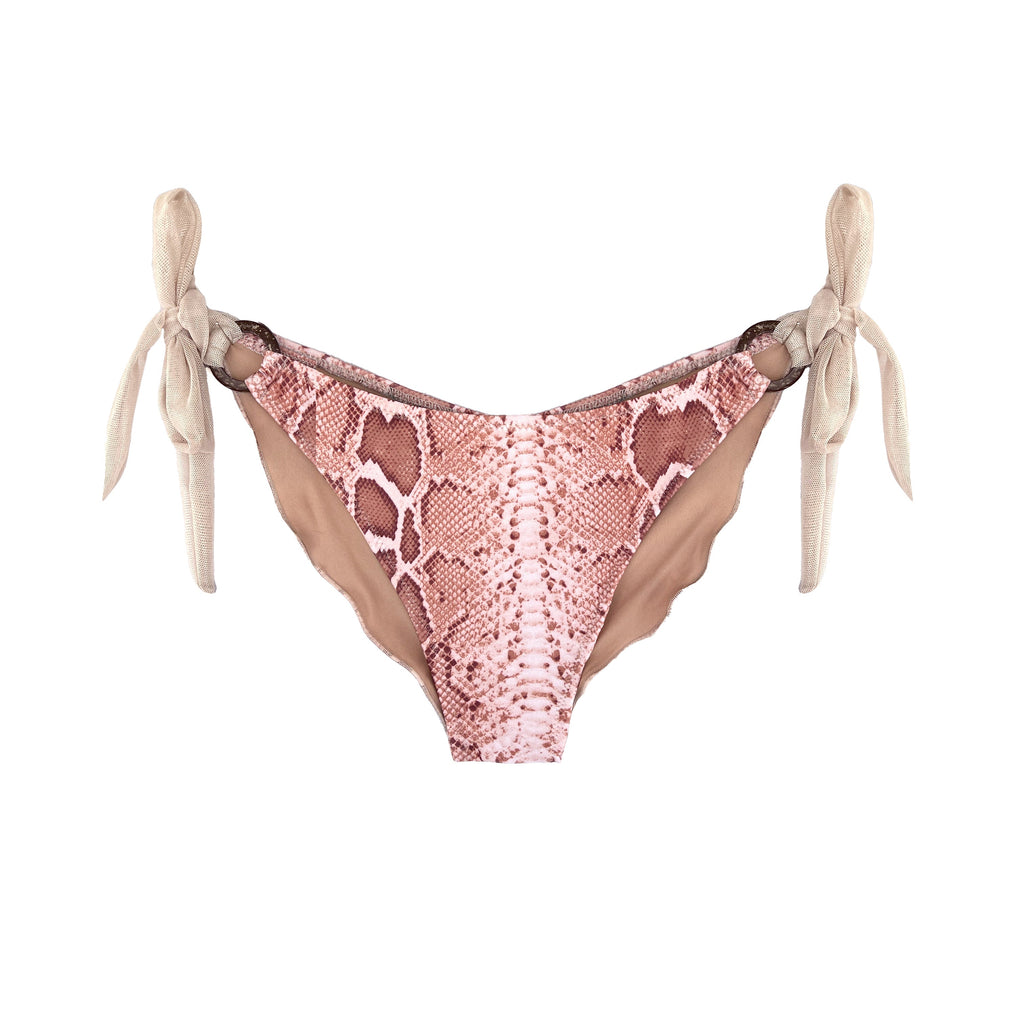 Animal Print Bikini Bottom With Gold Mesh Straps  Estelle Tagomago