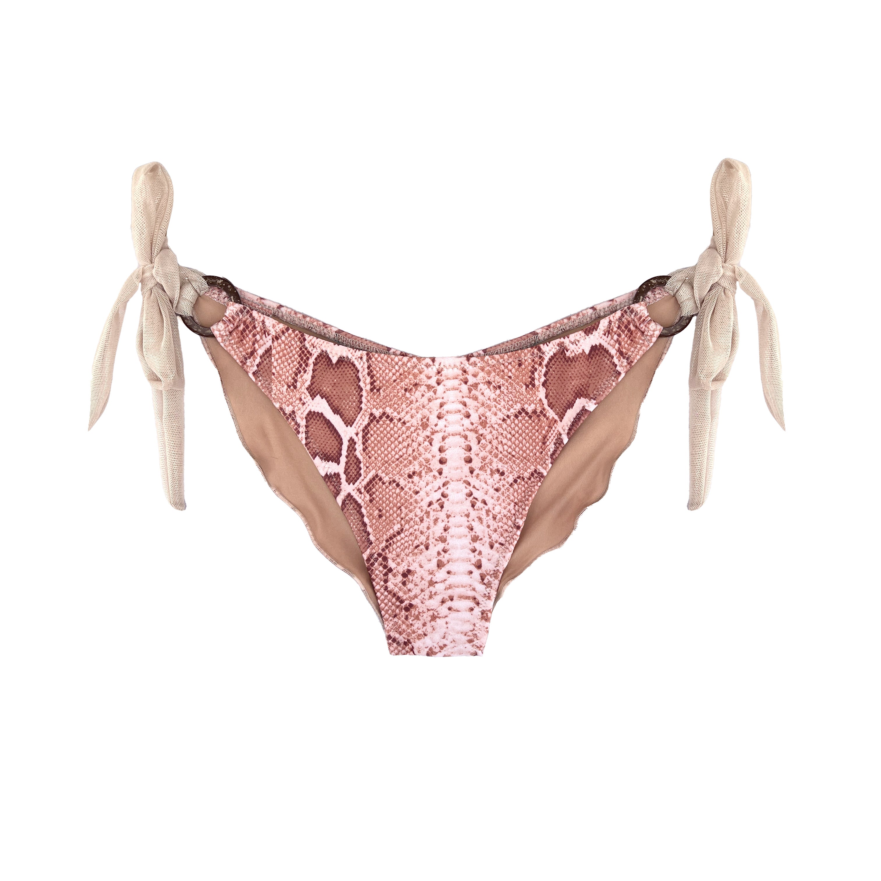 Animal Print Bikini Bottom With Gold Mesh Straps  Estelle Tagomago
