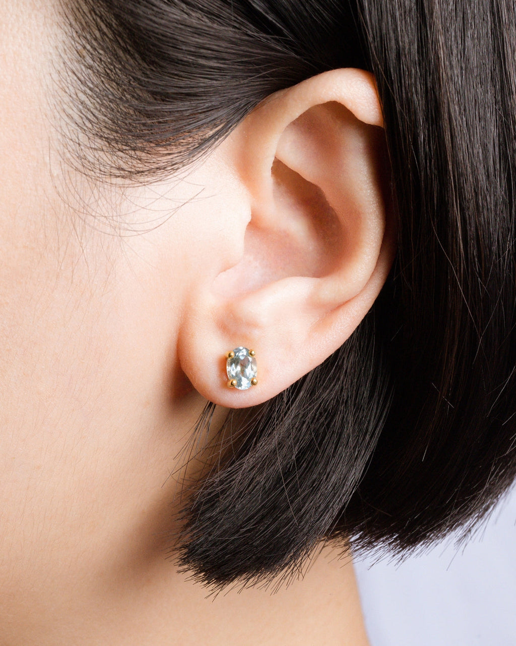 Blue Topaz Oval Stud Earrings in 18k Gold Vermeil