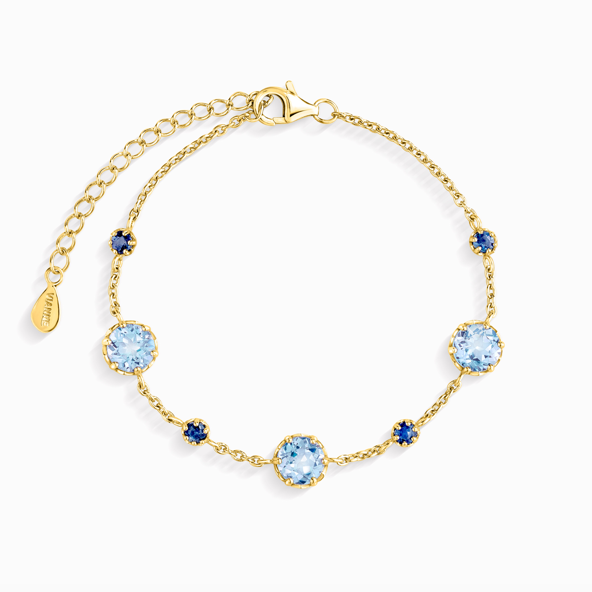 Blue Sapphire & Blue Topaz Bracelet in 18k Gold Vermeil