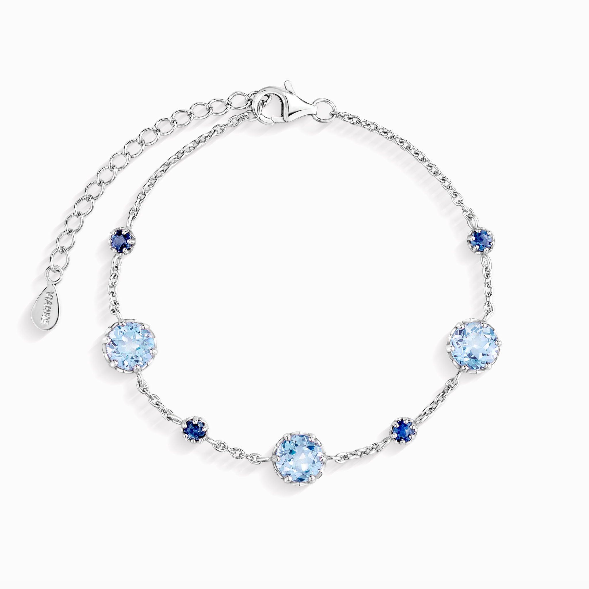 Blue Sapphire & Blue Topaz Bracelet in Sterling Silver
