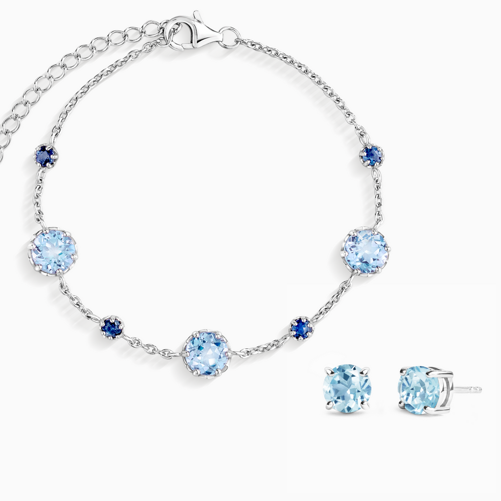 Blue Sapphire & Blue Topaz Jewellery Set in Sterling Silver
