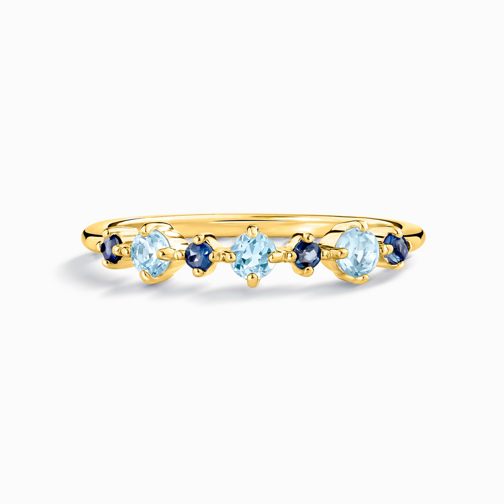 Blue Sapphire & Blue Topaz Stackable Half Eternity Band in 18K Gold Vermeil