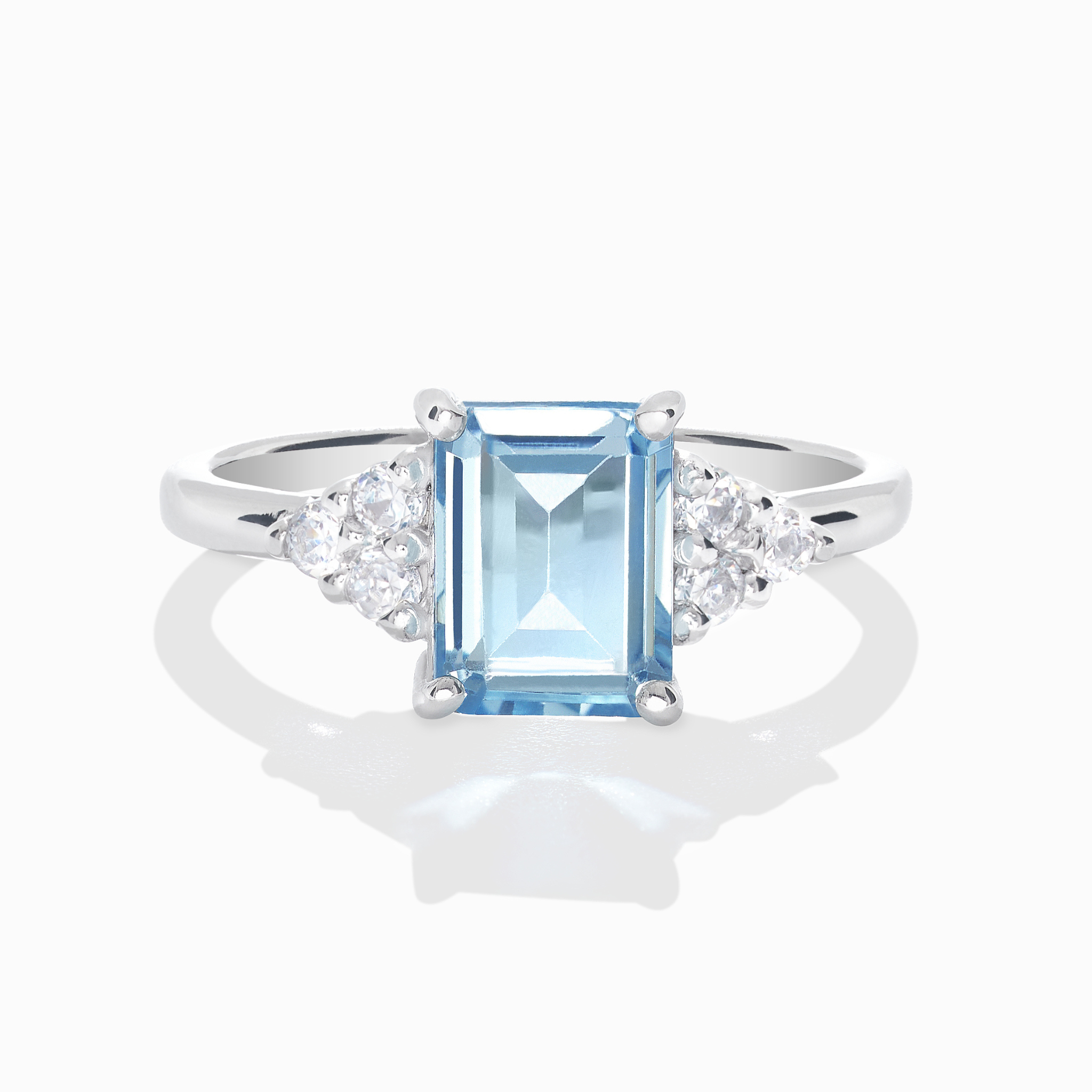 Blue Topaz Emerald Cut Ring in Sterling Silver