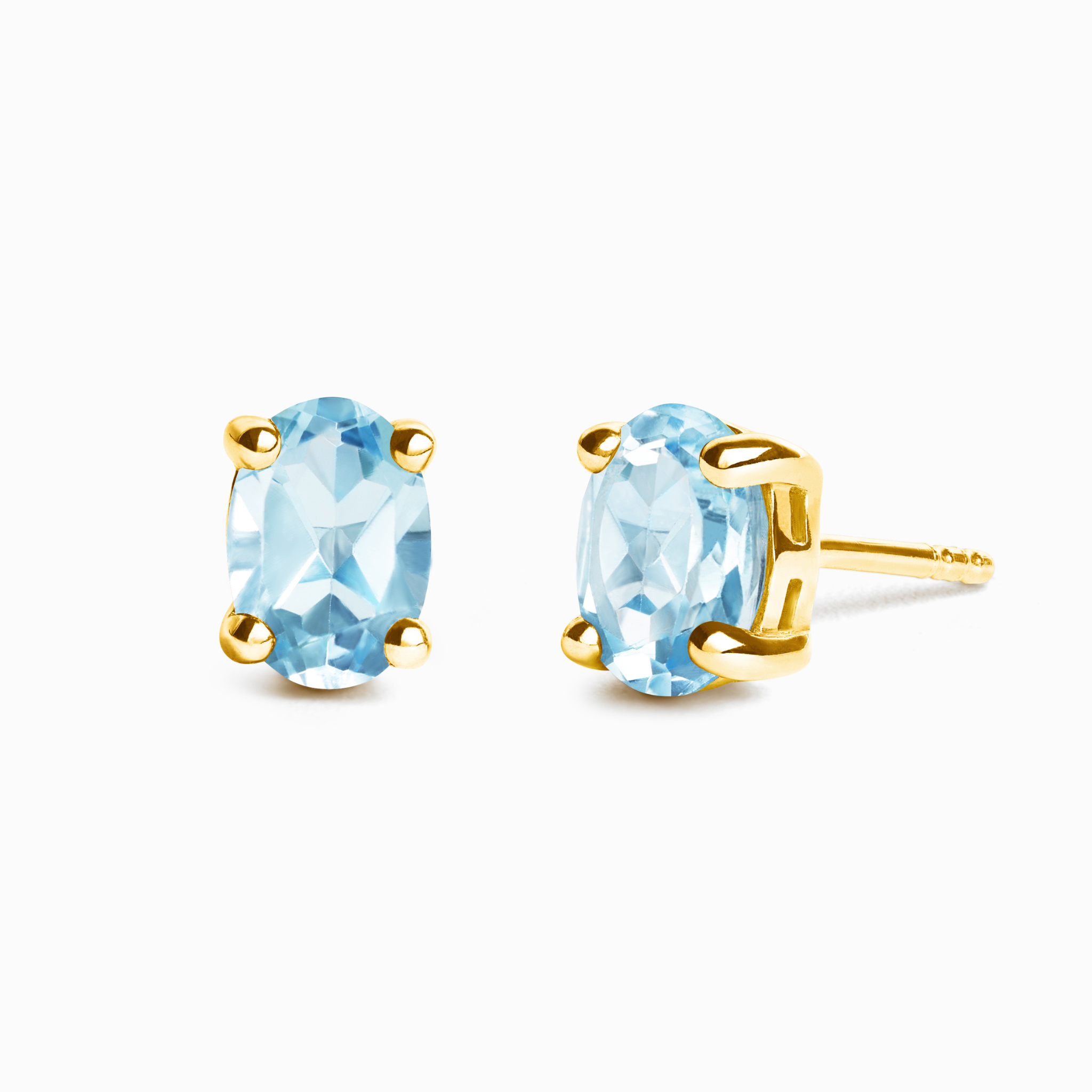 Blue Topaz Oval Stud Earrings in 18k Gold Vermeil