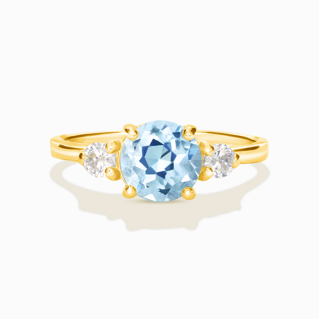 Blue Topaz Three Stone Ring in 18k Gold Vermeil