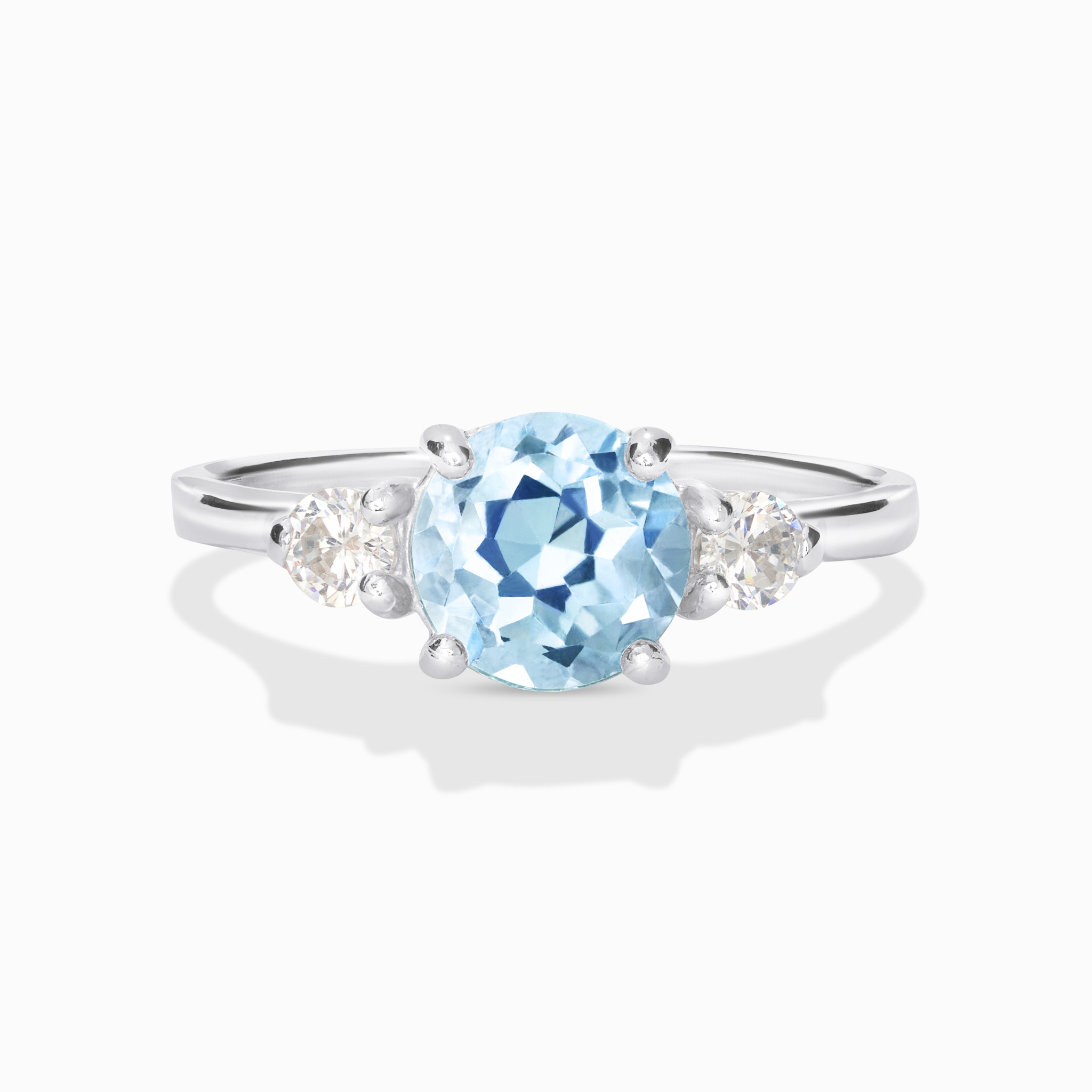 Blue Topaz Three Stone Ring in Sterling Silver