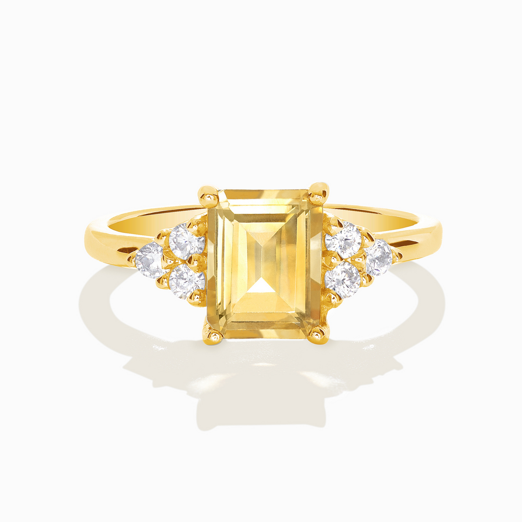 Citrine Emerald Cut Ring in 18k Gold Vermeil