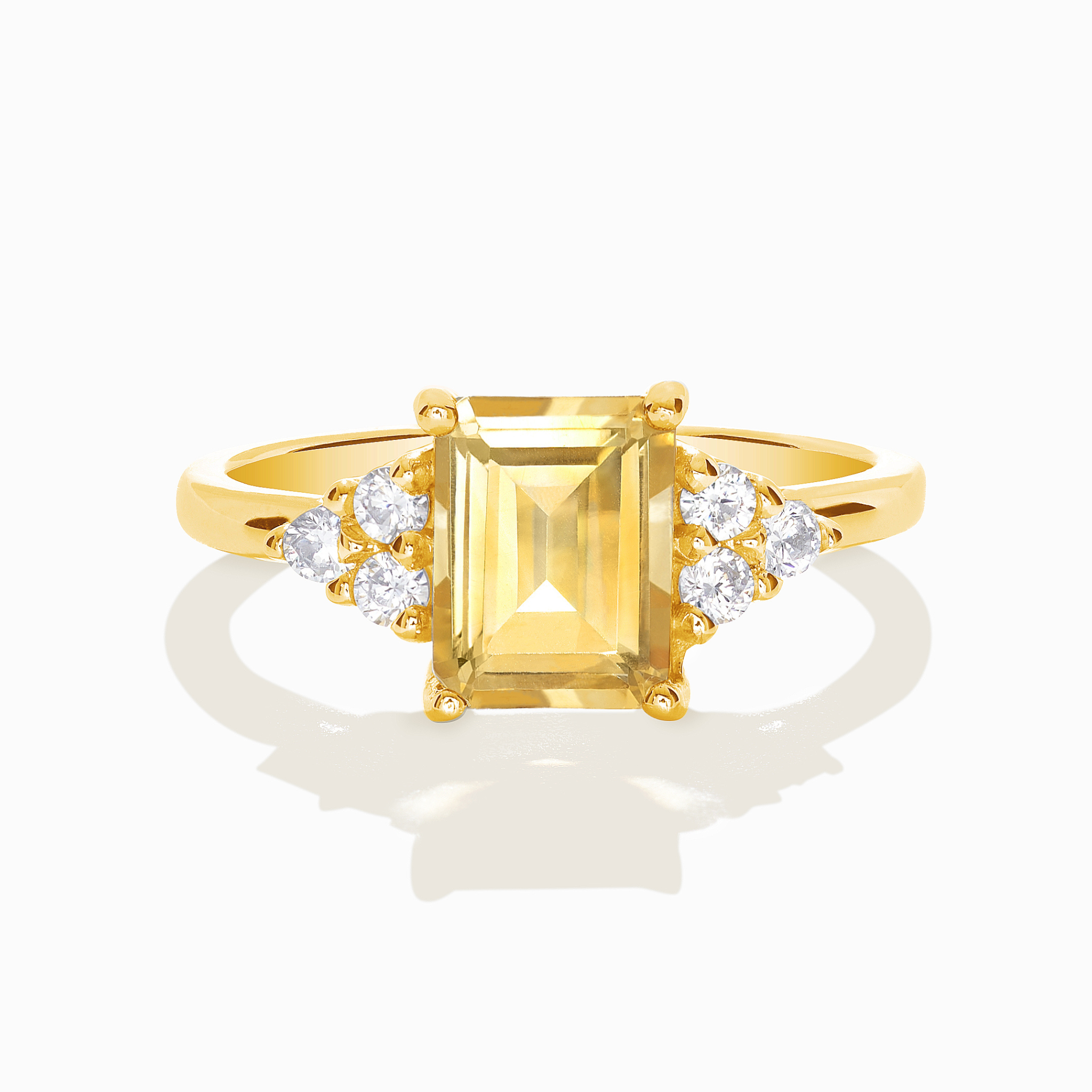 Citrine Emerald Cut Ring in 18k Gold Vermeil