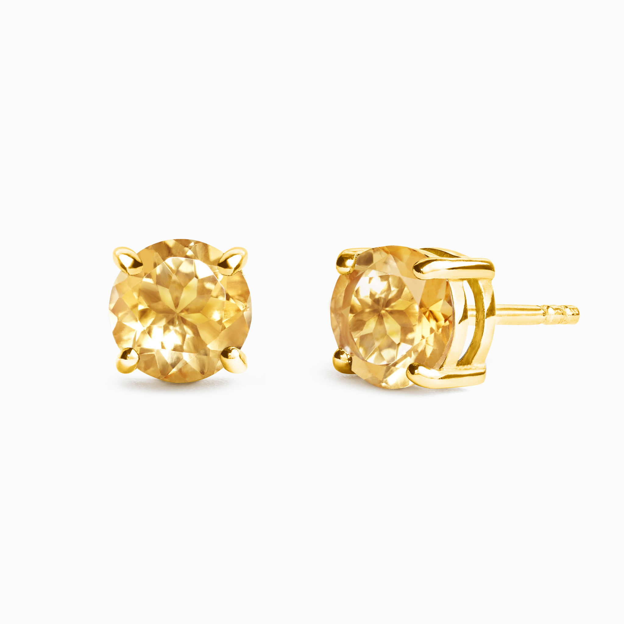 Citrine Round Stud Earrings 6 mm in 18k Gold Vermeil